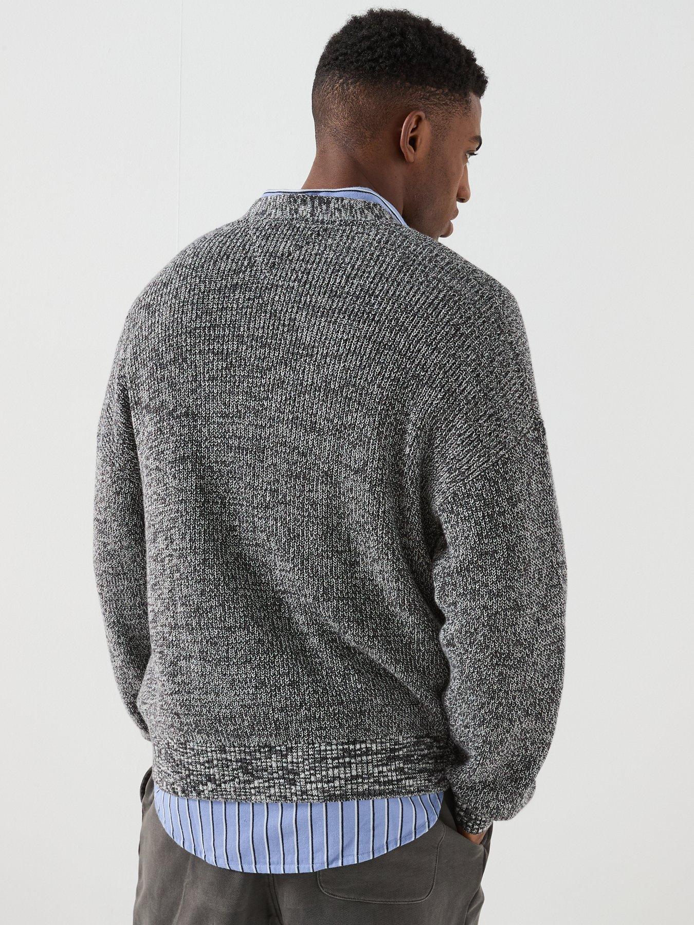  image of tommy-jeans-badge-knitted-cardigan-grey