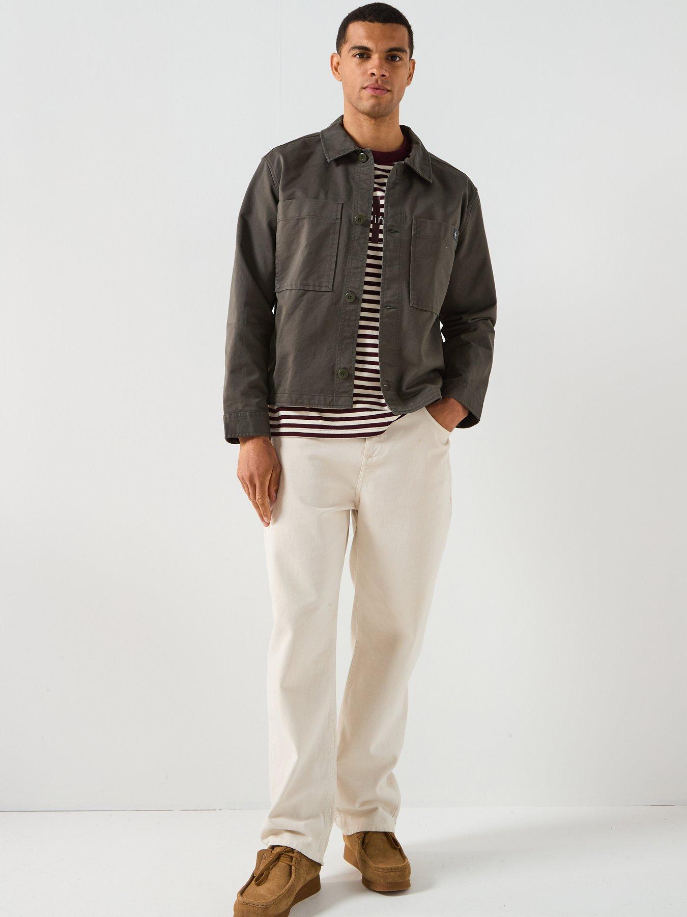  image of calvin-klein-jeans-long-sleeve-cotton-overshirt-khaki