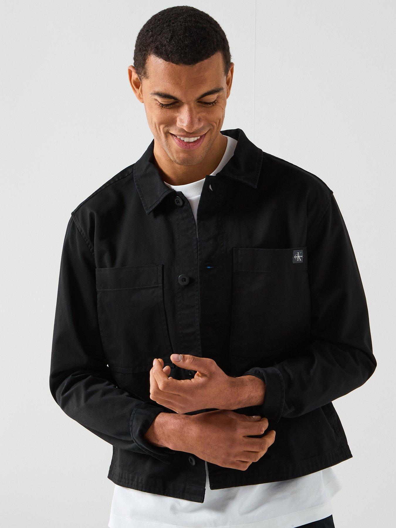  image of calvin-klein-jeans-long-sleeve-cotton-overshirt-black