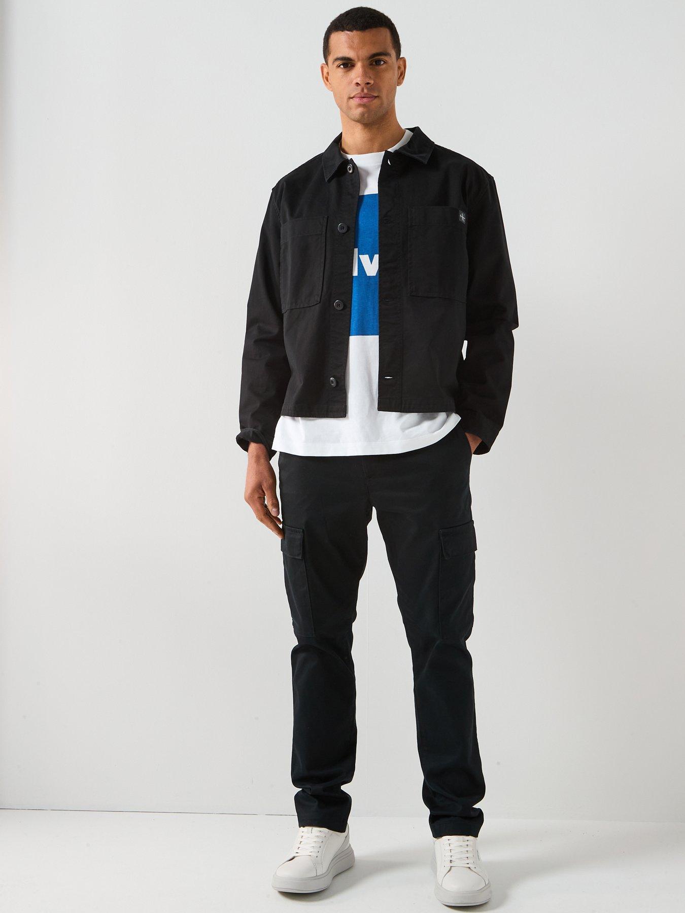  image of calvin-klein-jeans-long-sleeve-cotton-overshirt-black