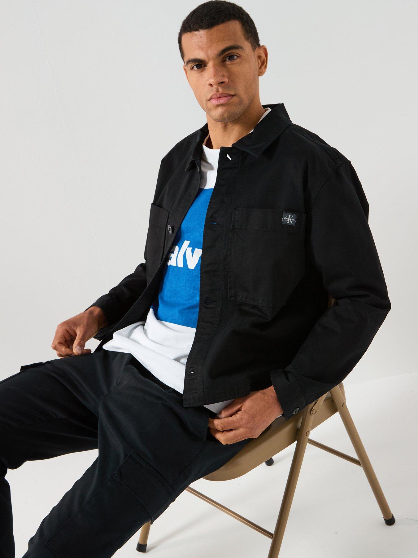  image of calvin-klein-jeans-long-sleeve-cotton-overshirt-black