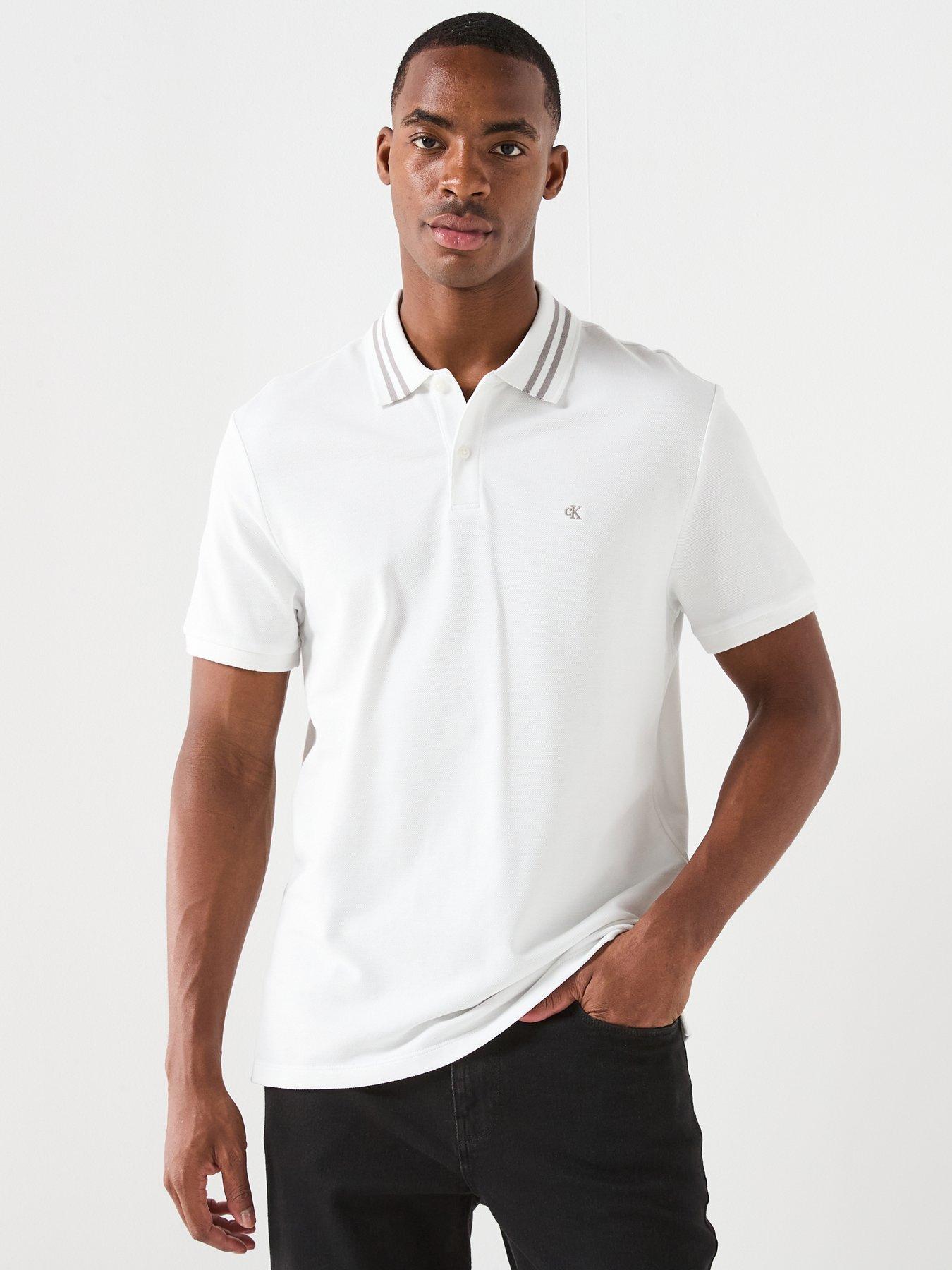 Calvin Klein Jeans Monogram Tipped Slim Fit Polo Shirt - White