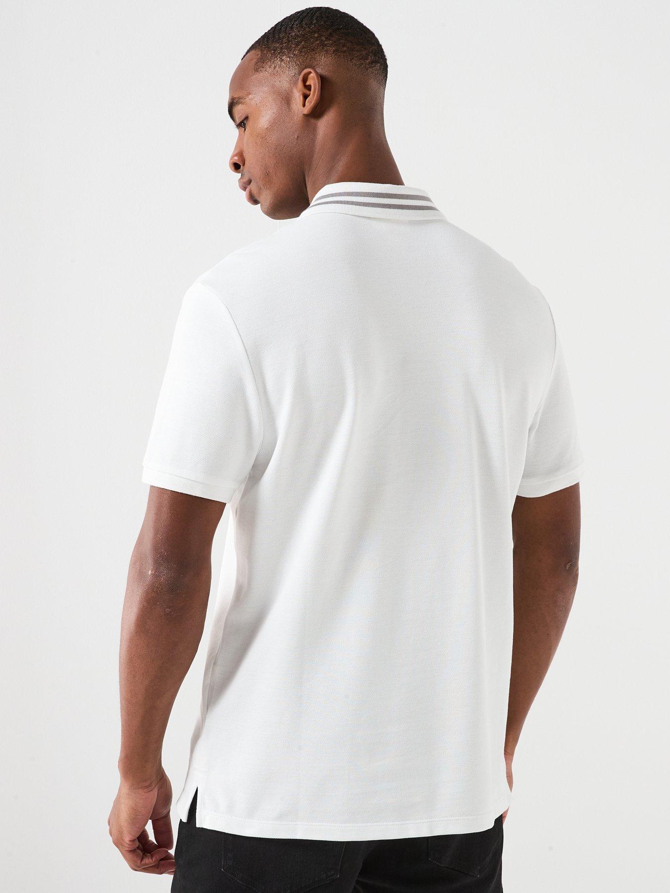  image of calvin-klein-jeans-monogram-tipped-slim-fit-polo-shirt-white