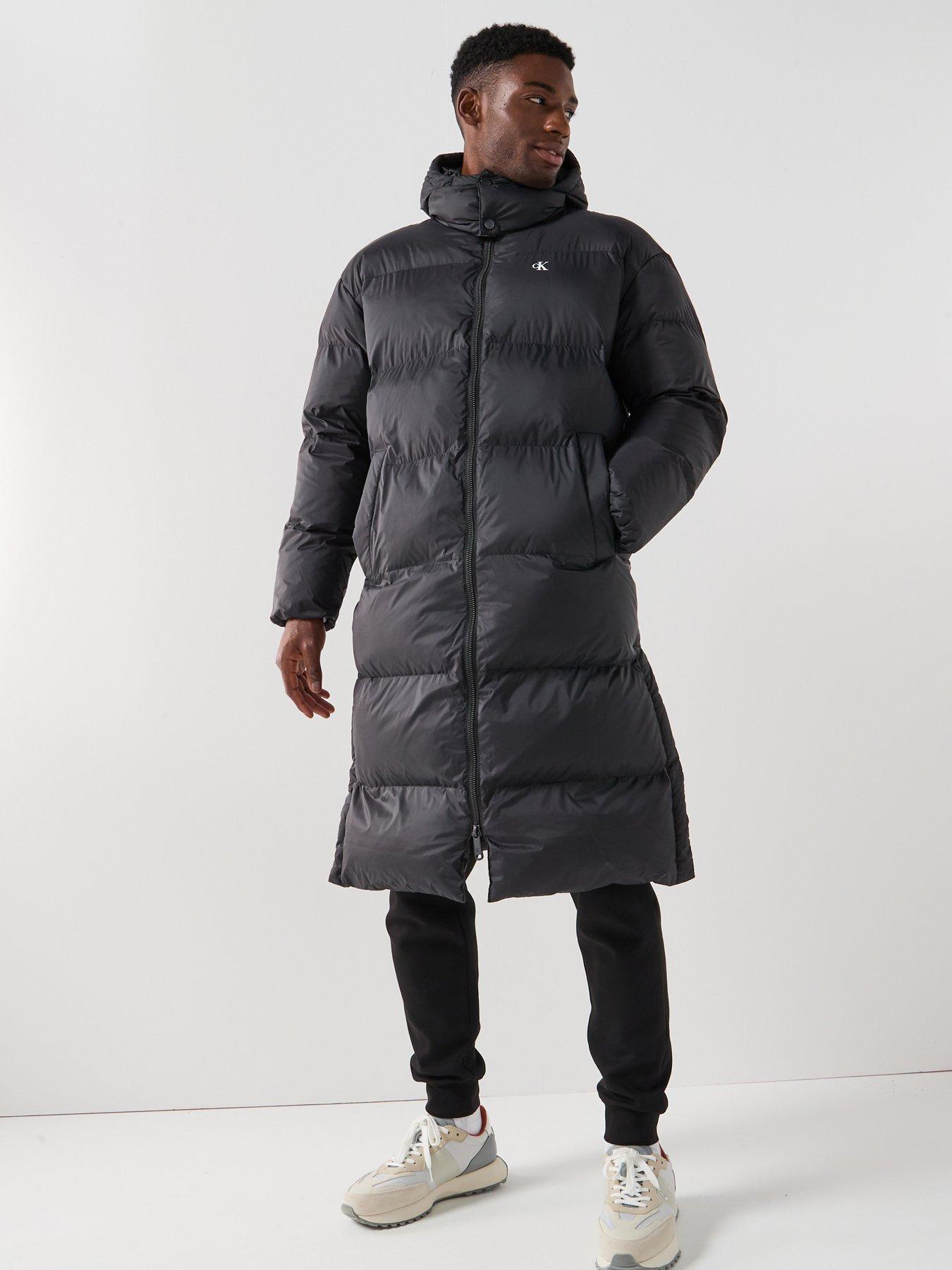 undefined Nylon Zip Off Hood Down Long Quilted Jacket - Black