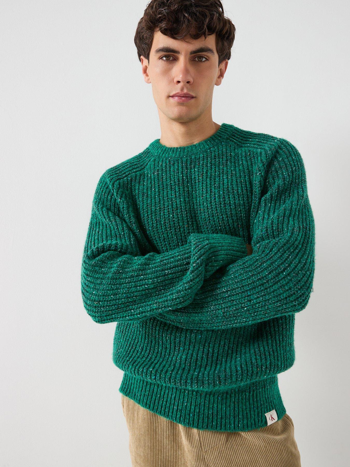Calvin Klein Jeans Novelty Yarn Raglan Crew Knitted Jumper - Green