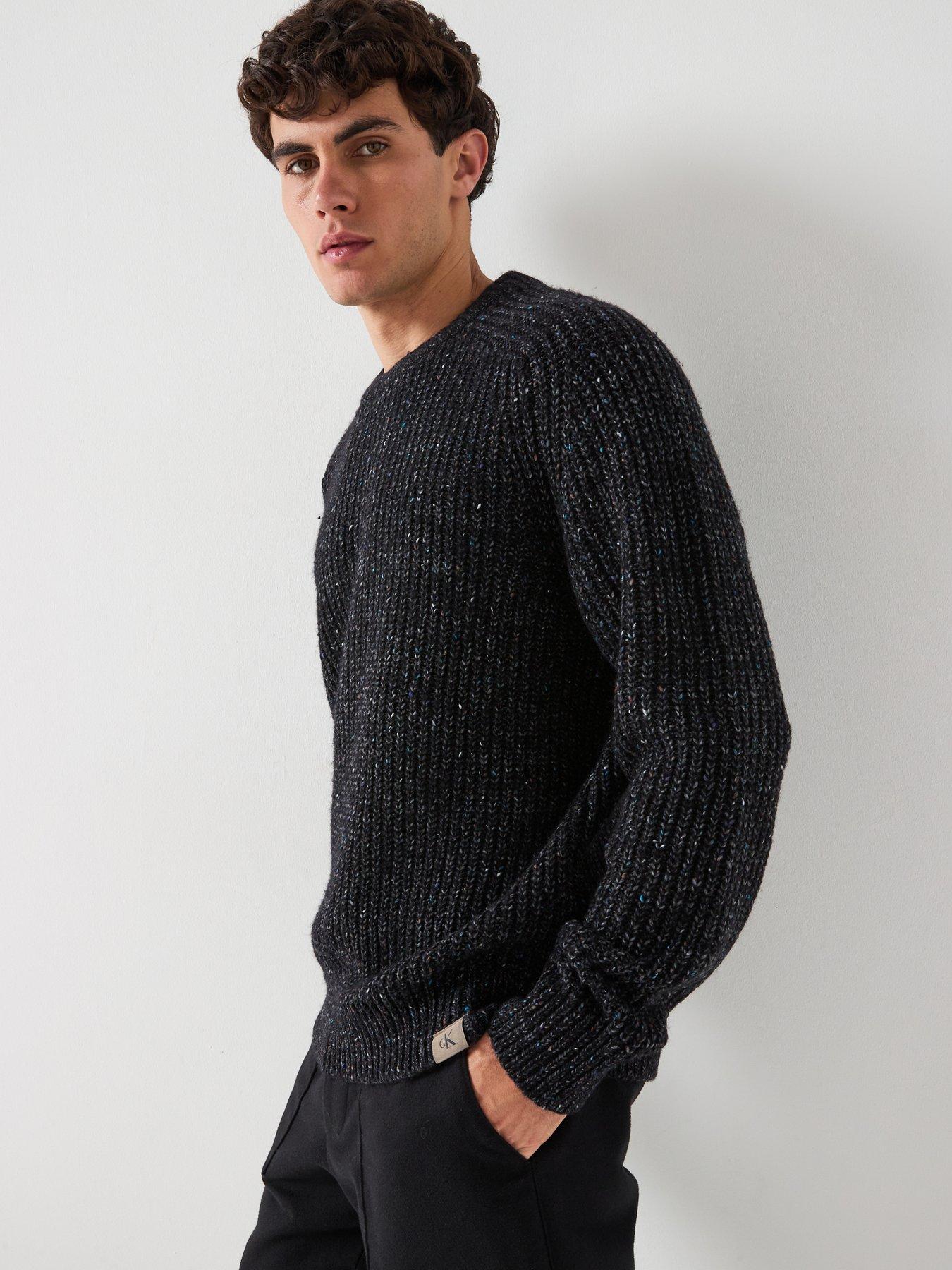 Calvin Klein Jeans Novelty Yarn Raglan Crew Knitted Jumper - Black