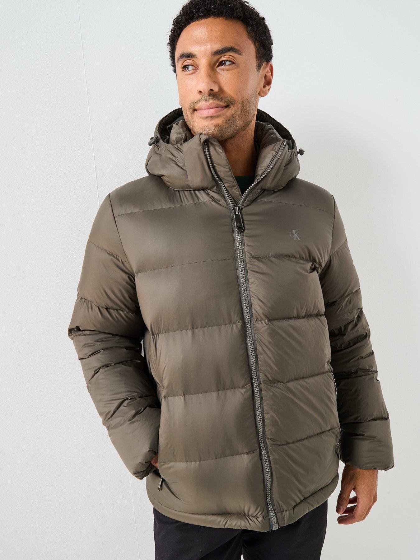 Image 5 of 6 of Calvin Klein Jeans Nylon Zip Off Hood Down Quilted Jacket - Green