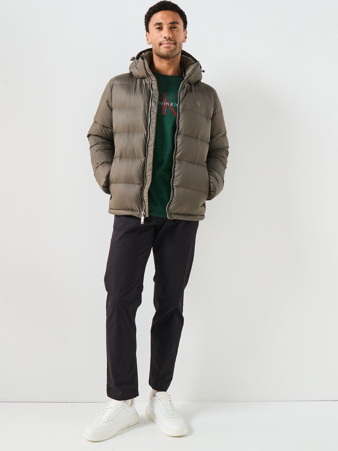 Image 6 of 6 of Calvin Klein Jeans Nylon Zip Off Hood Down Quilted Jacket - Green