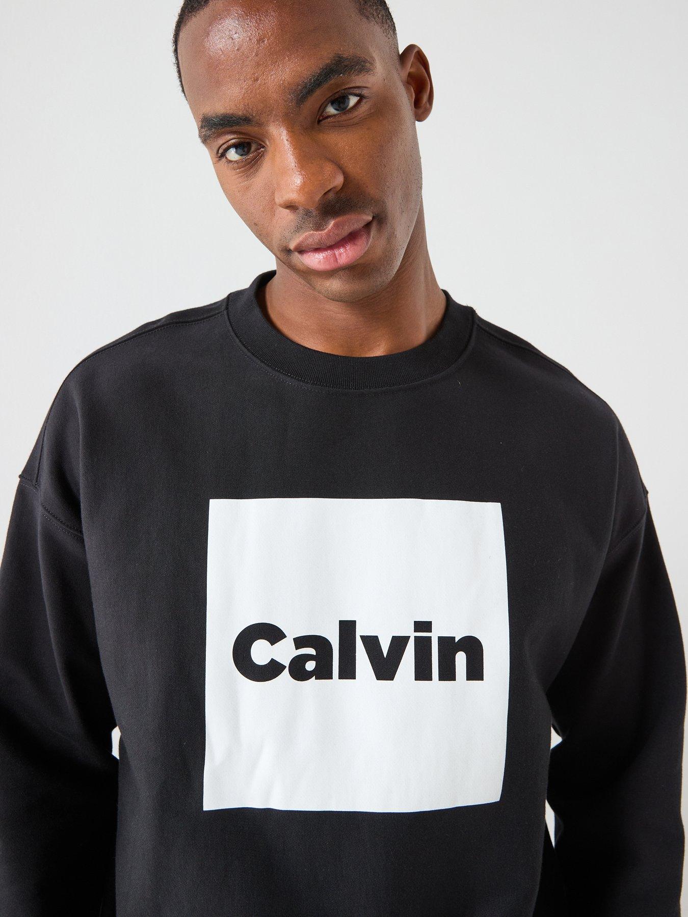  image of calvin-klein-jeans-box-graphic-crew-sweatshirt-black