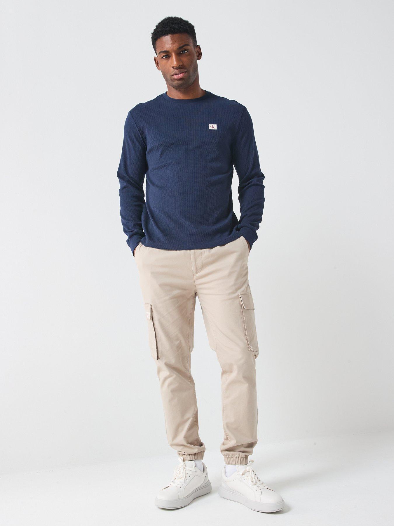 Image 3 of 4 of Calvin Klein Jeans Waffle Badge Long Sleeve T-Shirt - Navy