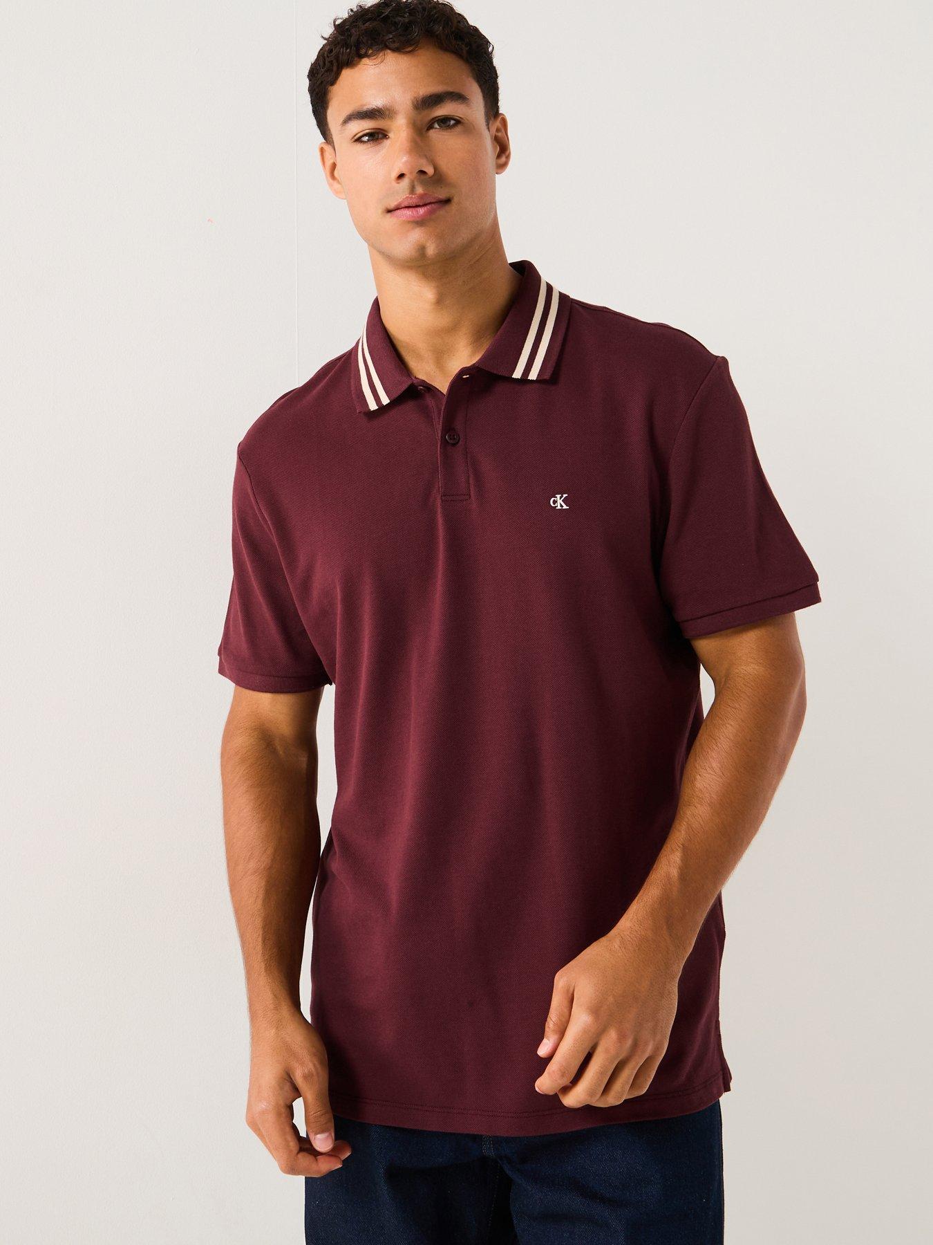 undefined Shost Sleeve Monogram Pique Tipped Polo Shirt - Brown