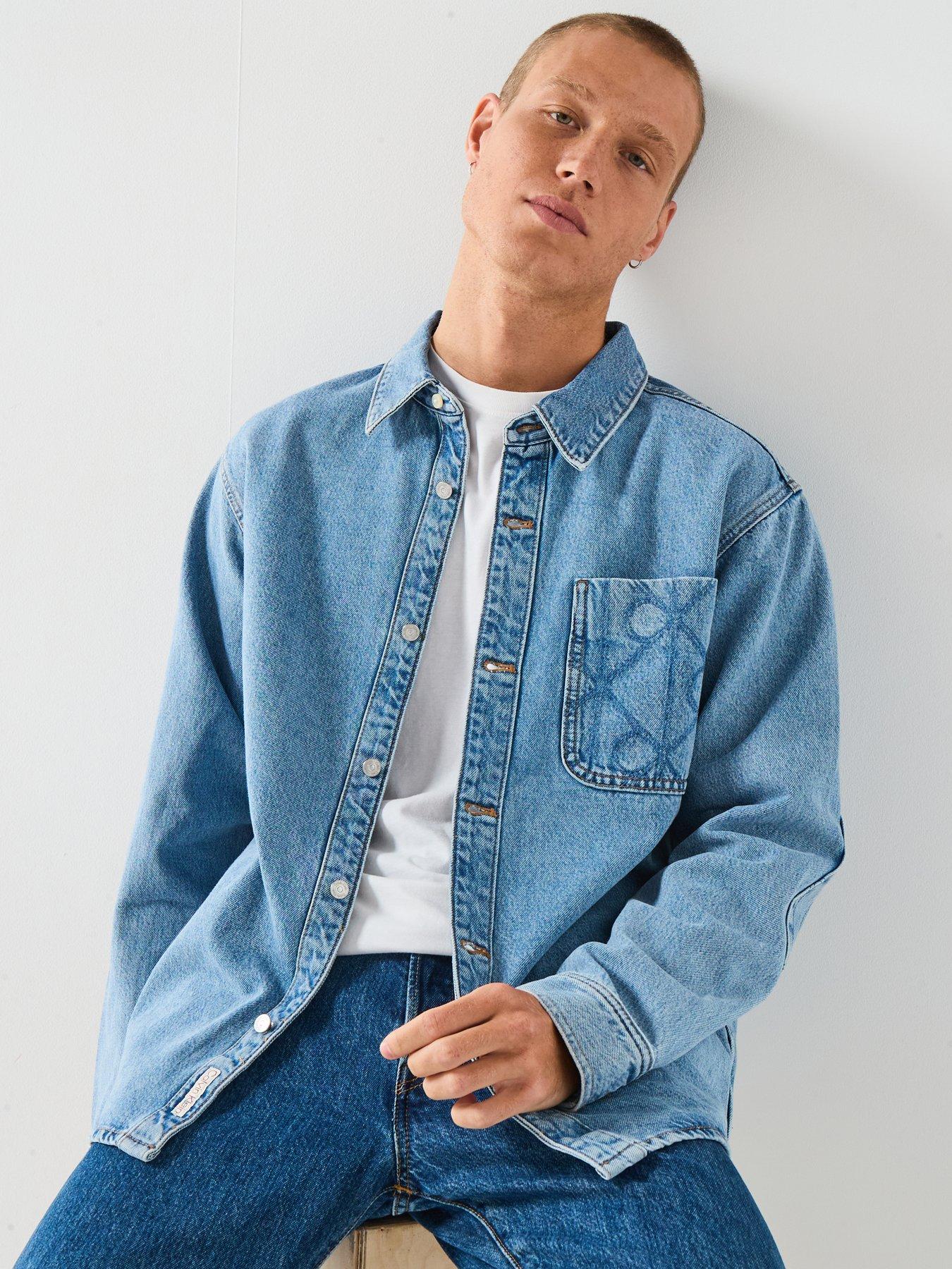 Image 5 of 6 of Calvin Klein Jeans 90S Mono Patch Denim Shirt - Light Blue