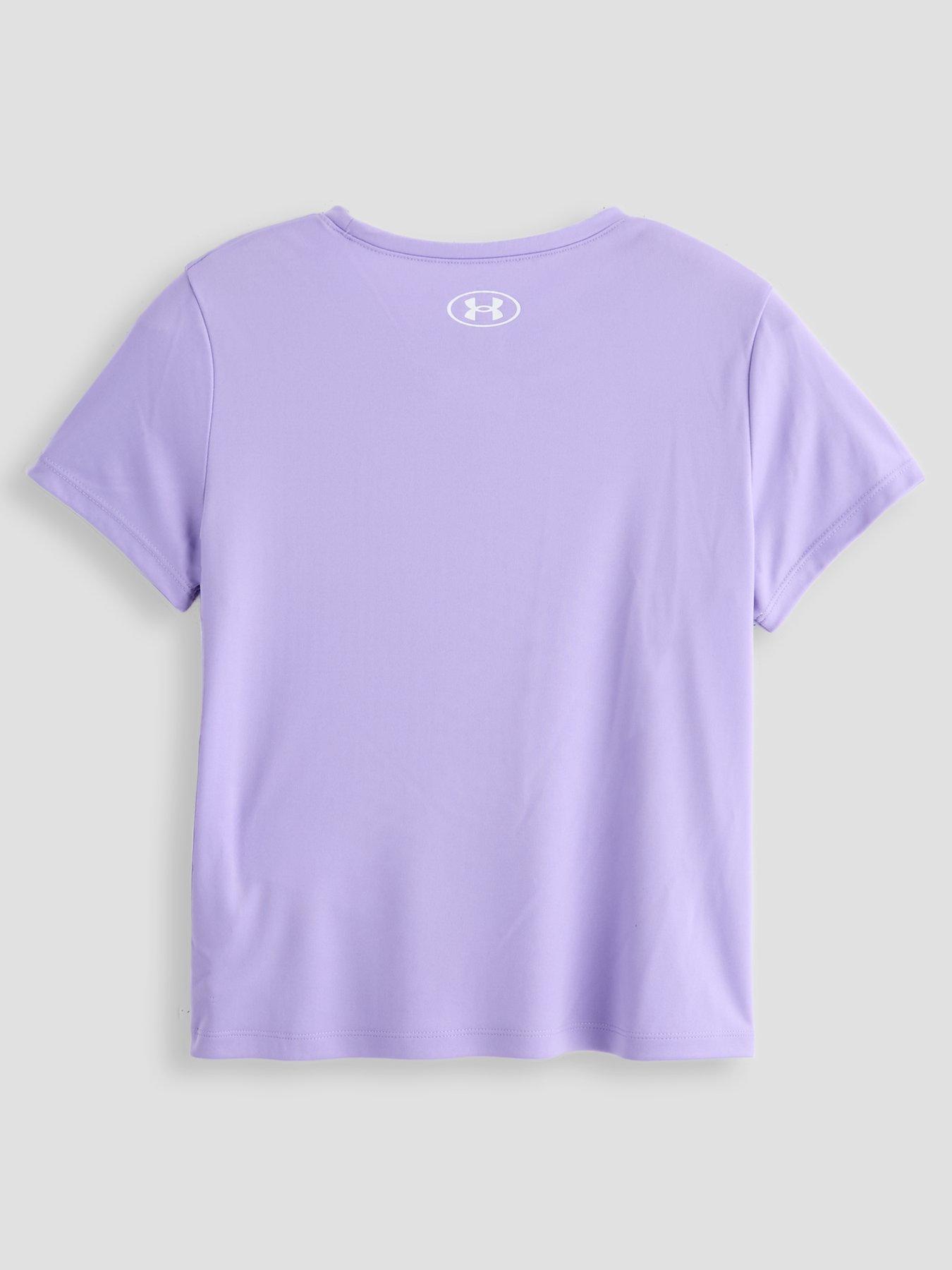 Image 2 of 4 of UNDER ARMOUR Junior Girls Training Tech Wordmark Graphic T-Shirt - Purple