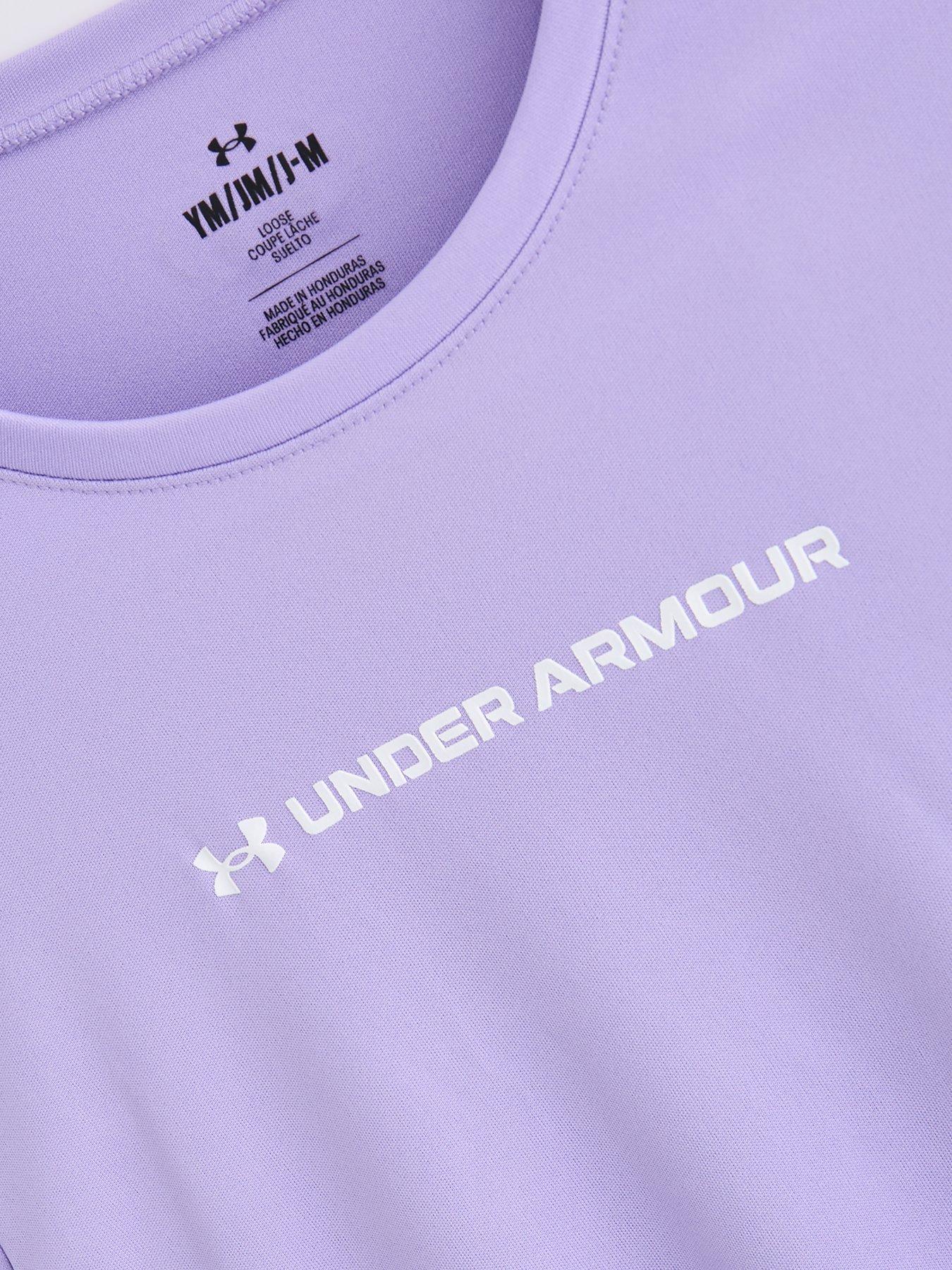 Image 3 of 4 of UNDER ARMOUR Junior Girls Training Tech Wordmark Graphic T-Shirt - Purple