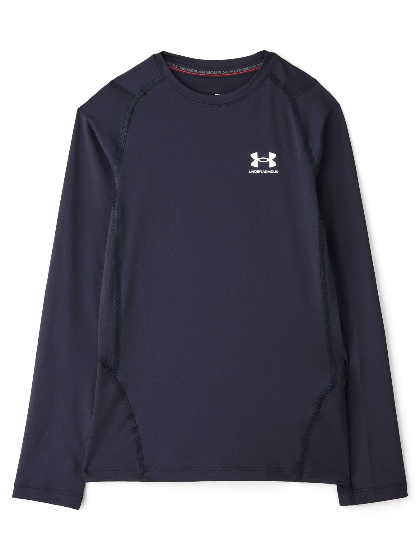 UNDER ARMOUR Junior Boys Training Heatgear Long Sleeve Top - Black