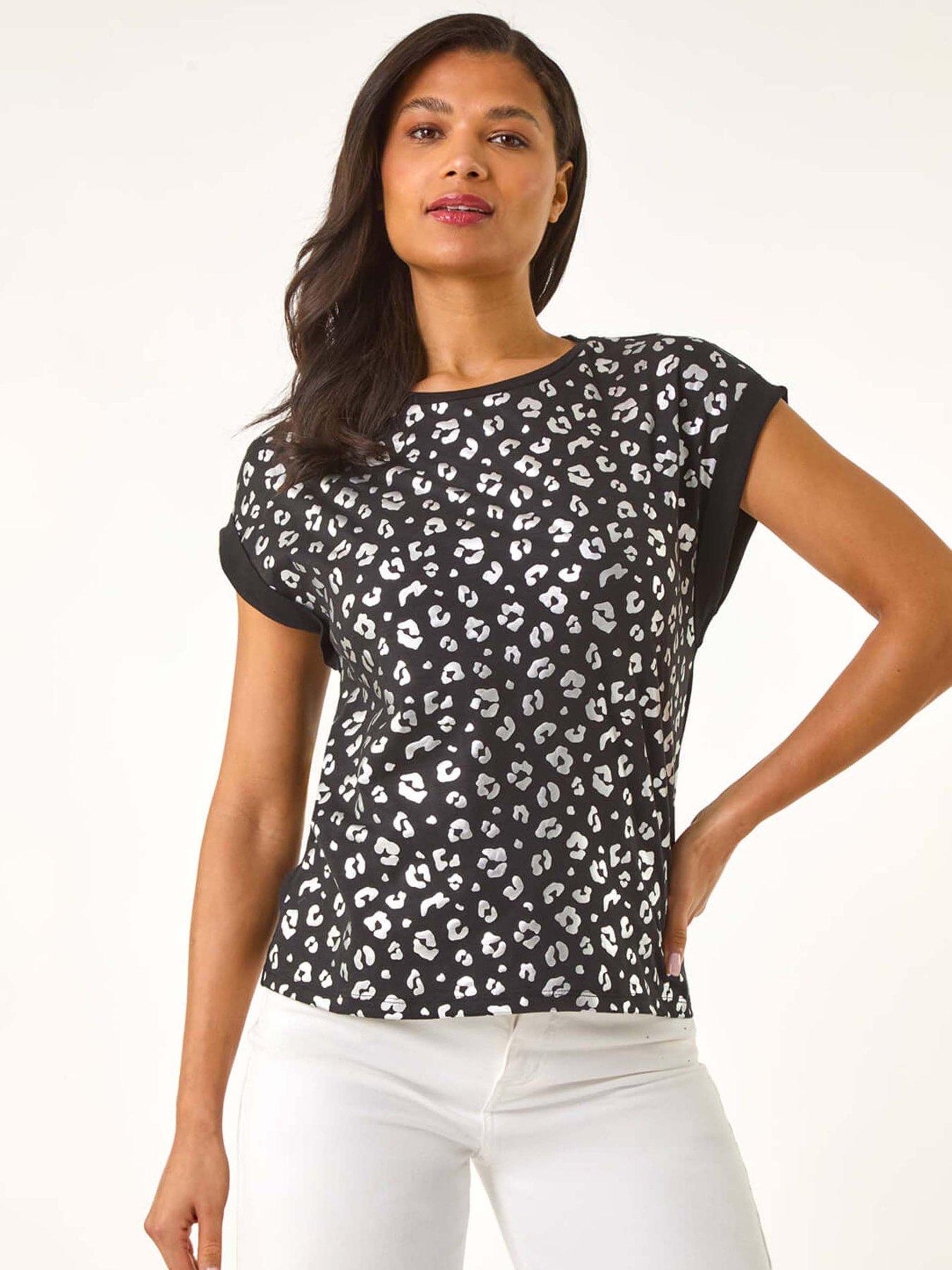 undefined Foil Leopard Print T-shirt - Black