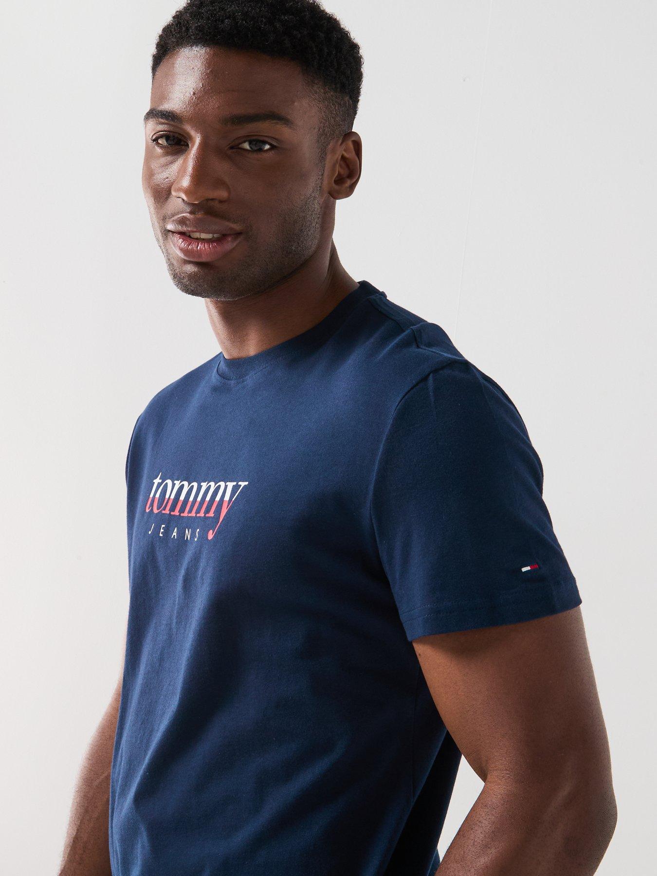 Image 4 of 5 of Tommy Jeans Regular Fit Chest Logo T-Shirt - Navy