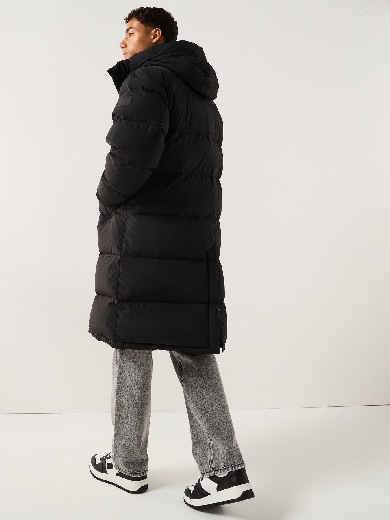 stillFront image of tommy-jeans-hooded-down-maxi-parka-coat-black