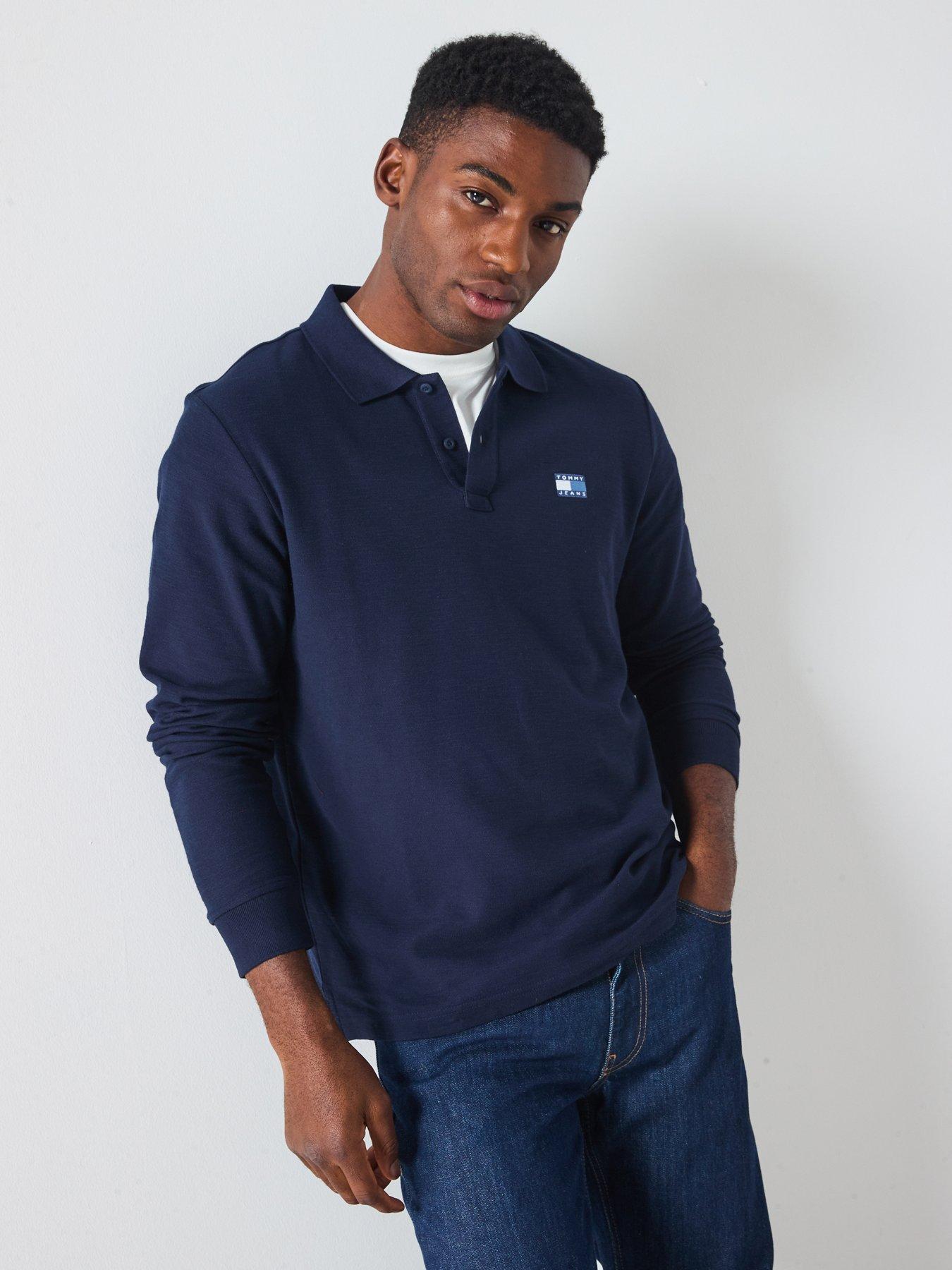Tommy Jeans Regular Badge Long Sleeve Polo Shirt - Navy