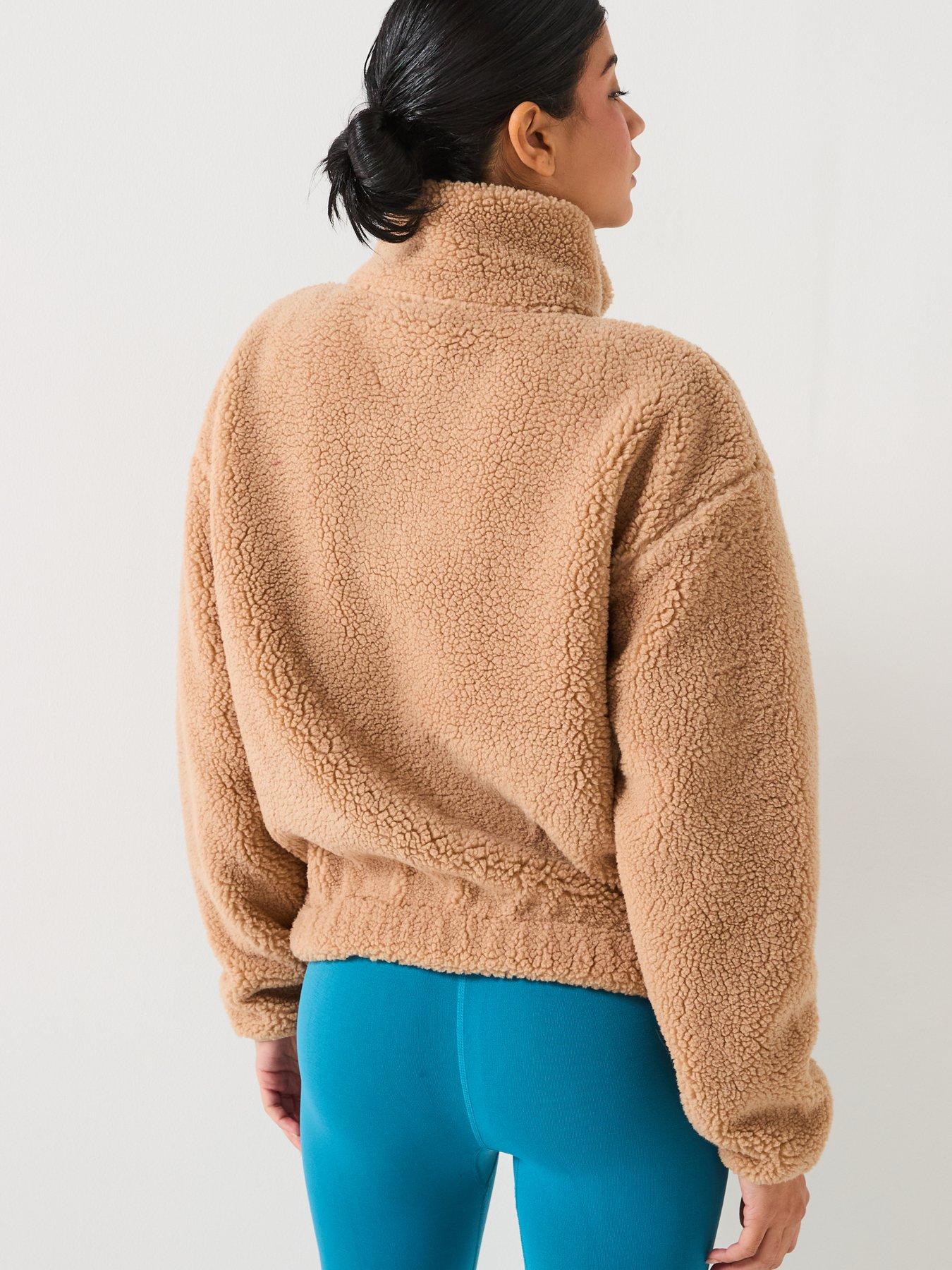 stillFront image of gym-coffee-womens-training-industry-fleece-high-collar-jacket-beige