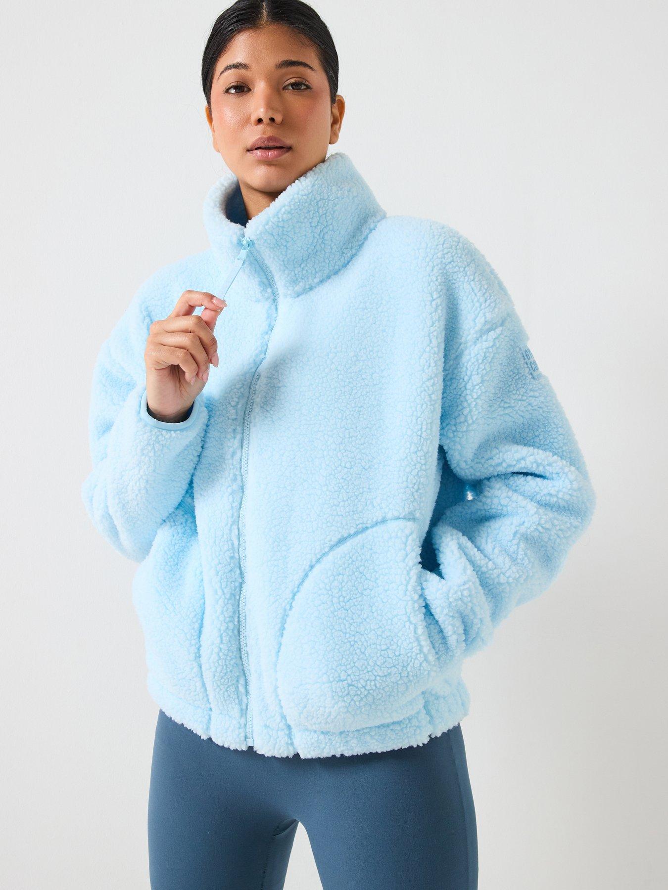 Gym + Coffee Womens Training Industry Fleece High Collar Jacket - Blue