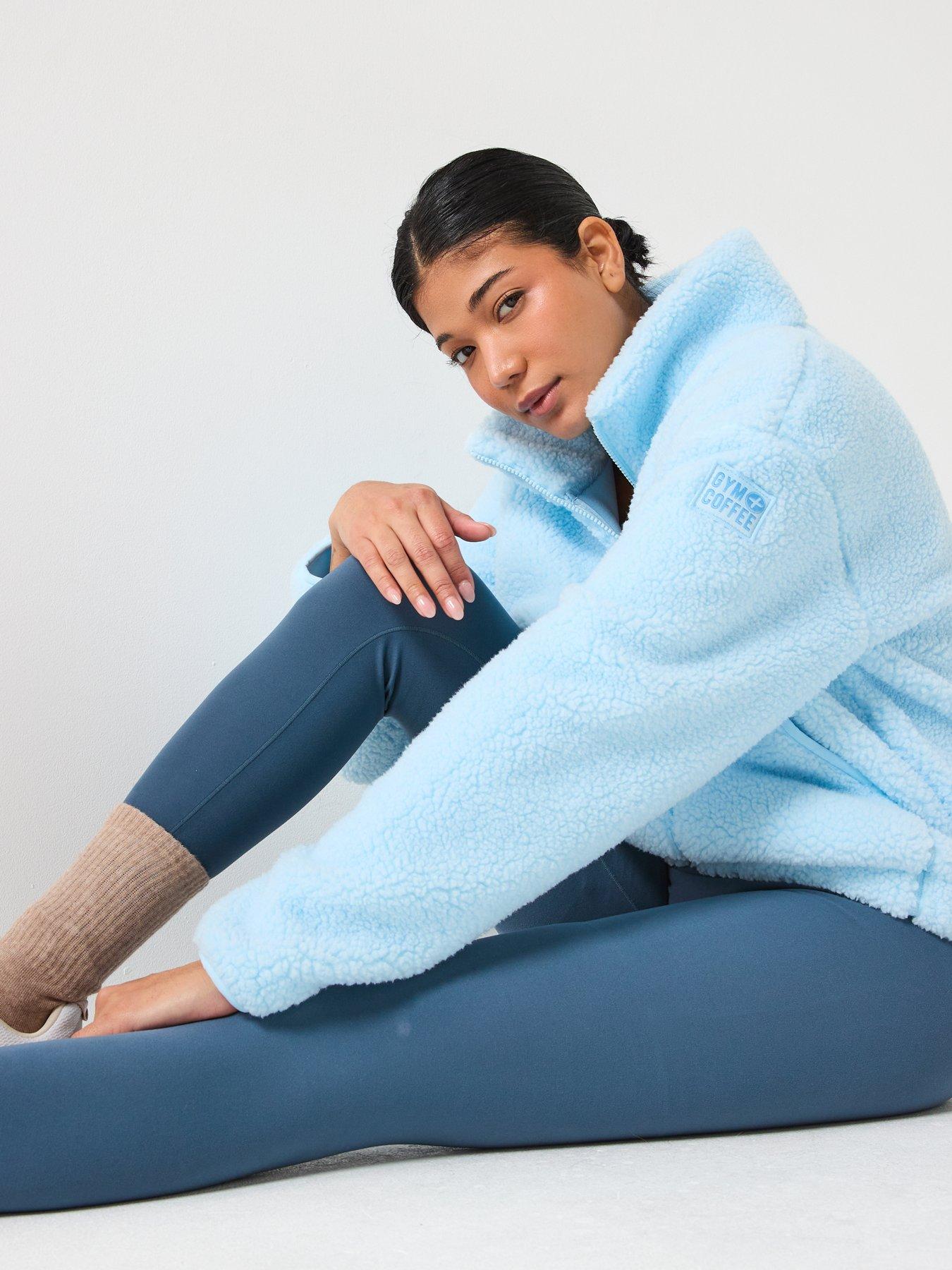  image of gym-coffee-womens-training-industry-fleece-high-collar-jacket-blue