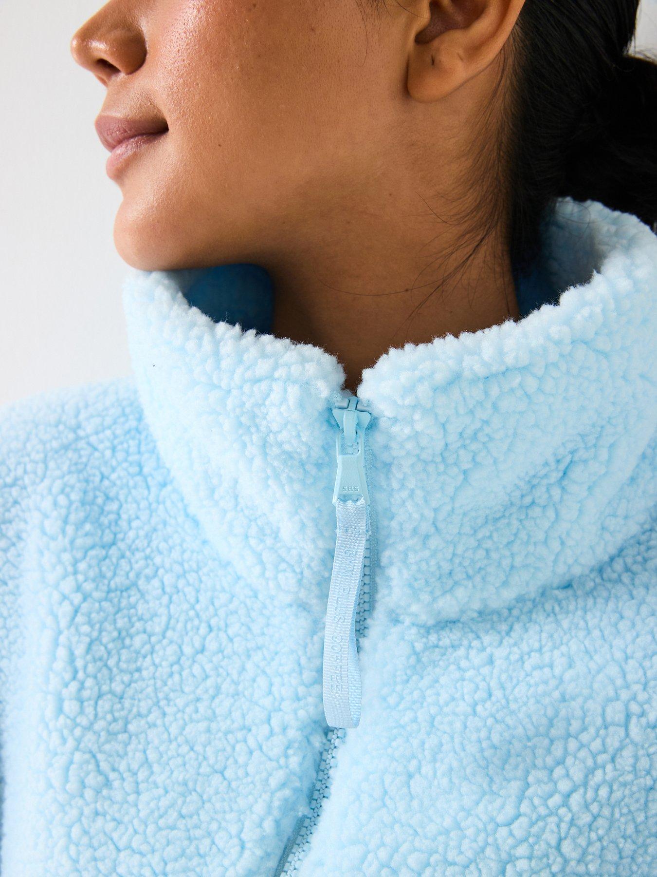  image of gym-coffee-womens-training-industry-fleece-high-collar-jacket-blue