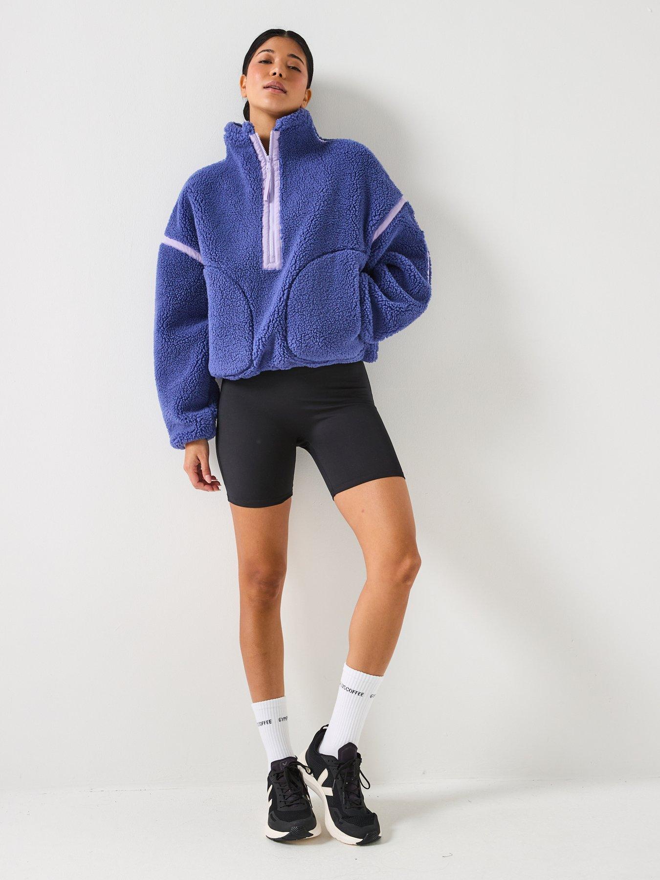  image of gym-coffee-womens-training-industry-half-zip-fleece-top-purple