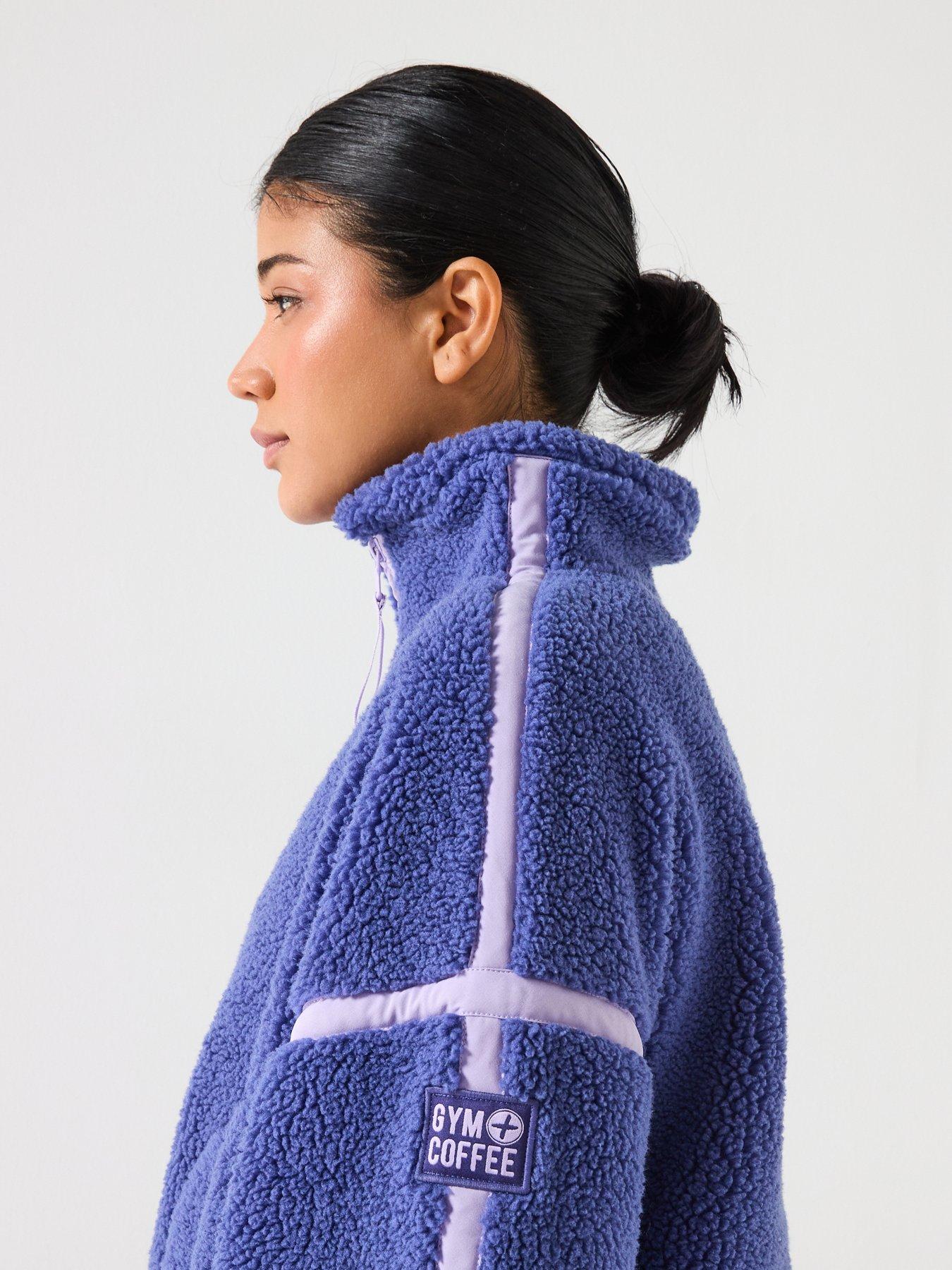  image of gym-coffee-womens-training-industry-half-zip-fleece-top-purple