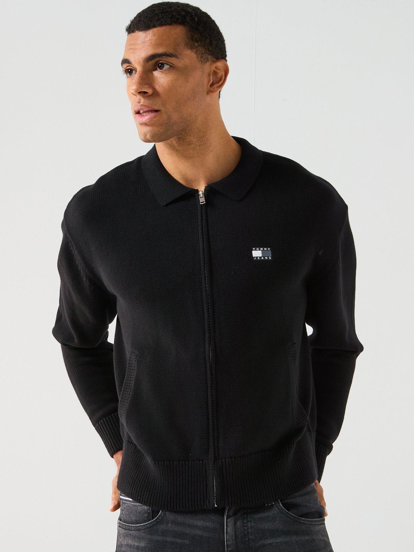 Tommy Jeans Relaxed Zip Through Knitted Jumper - Black