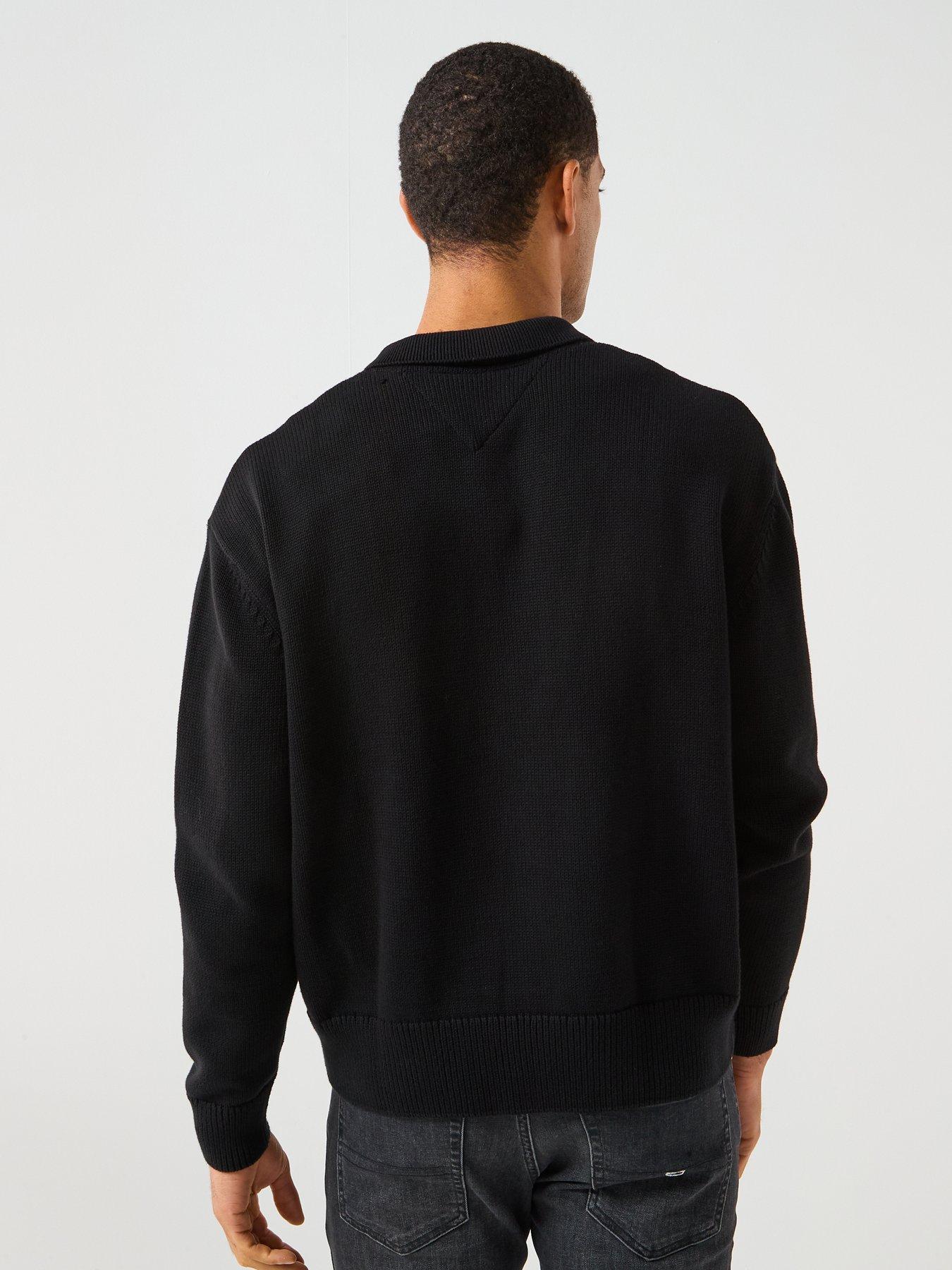  image of tommy-jeans-relaxed-zip-through-knitted-jumper-black