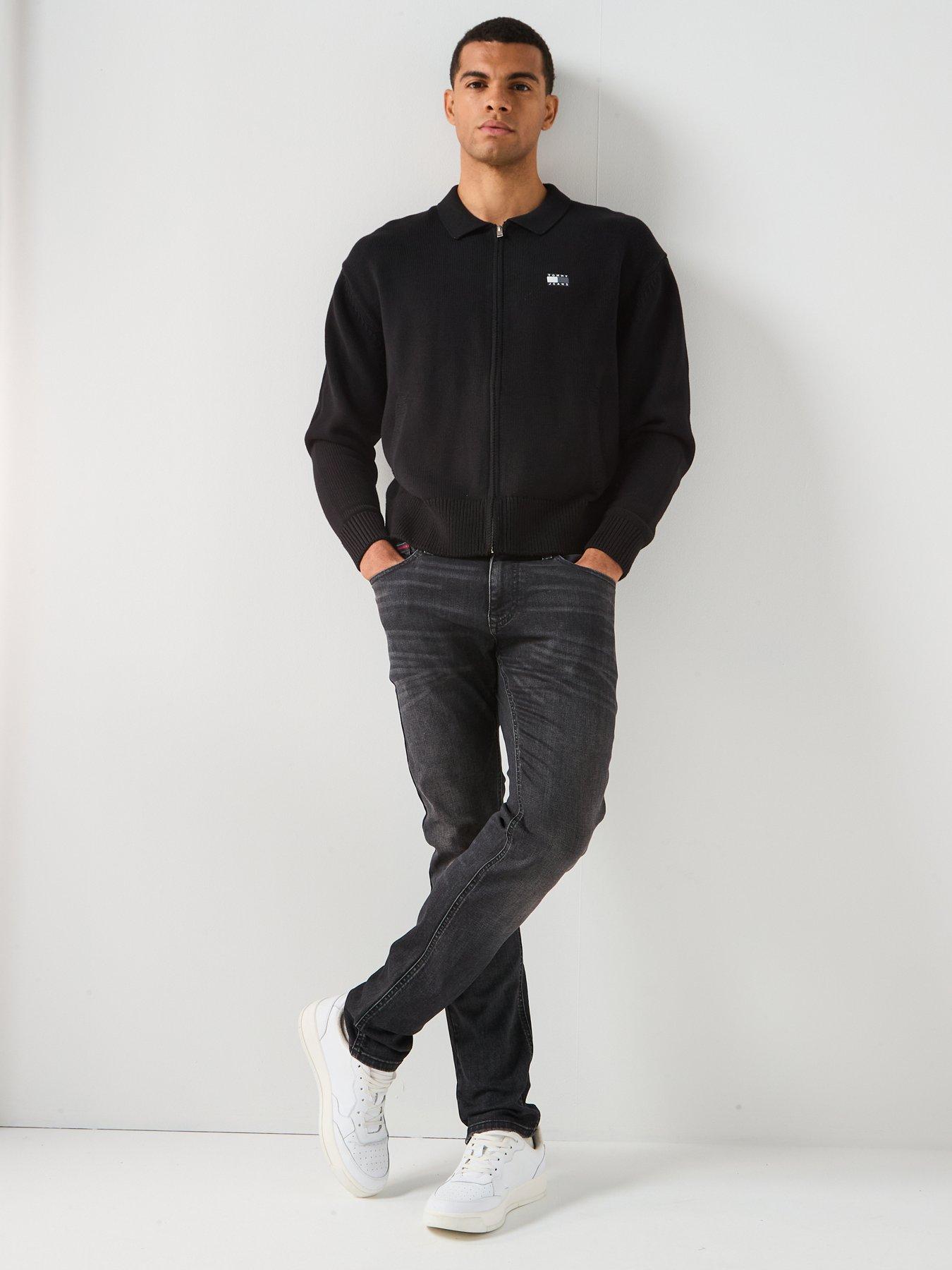  image of tommy-jeans-relaxed-zip-through-knitted-jumper-black