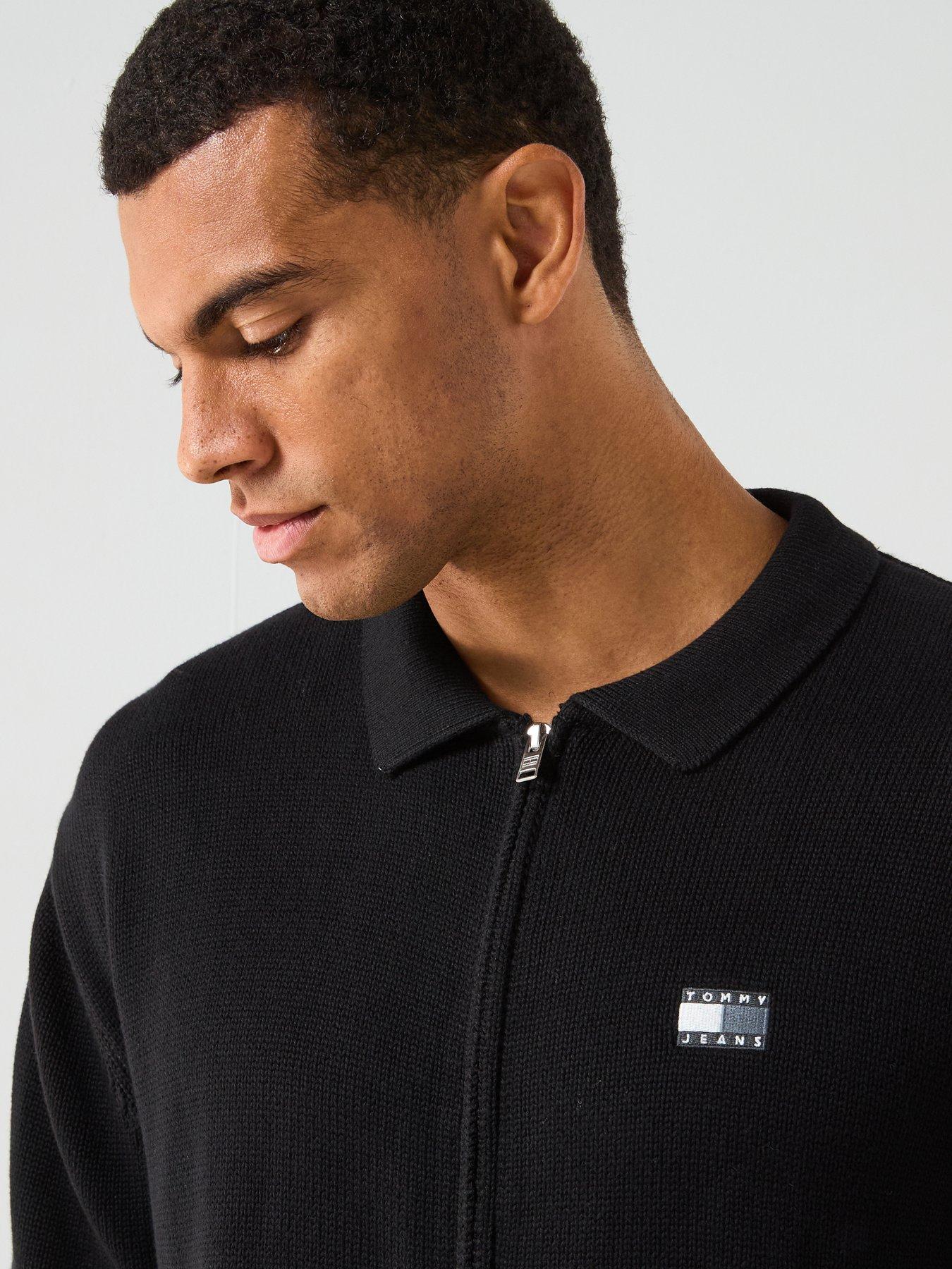  image of tommy-jeans-relaxed-zip-through-knitted-jumper-black