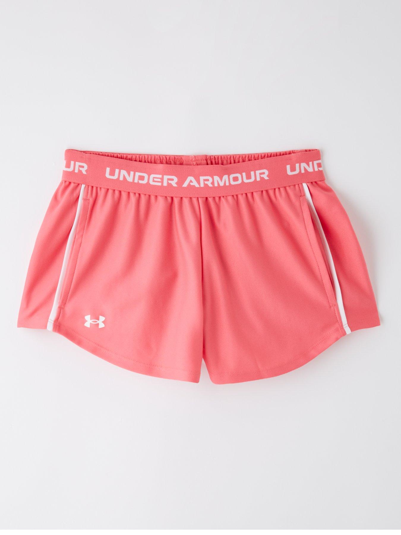  image of under-armour-junior-girls-training-tech-play-up-shorts-pink