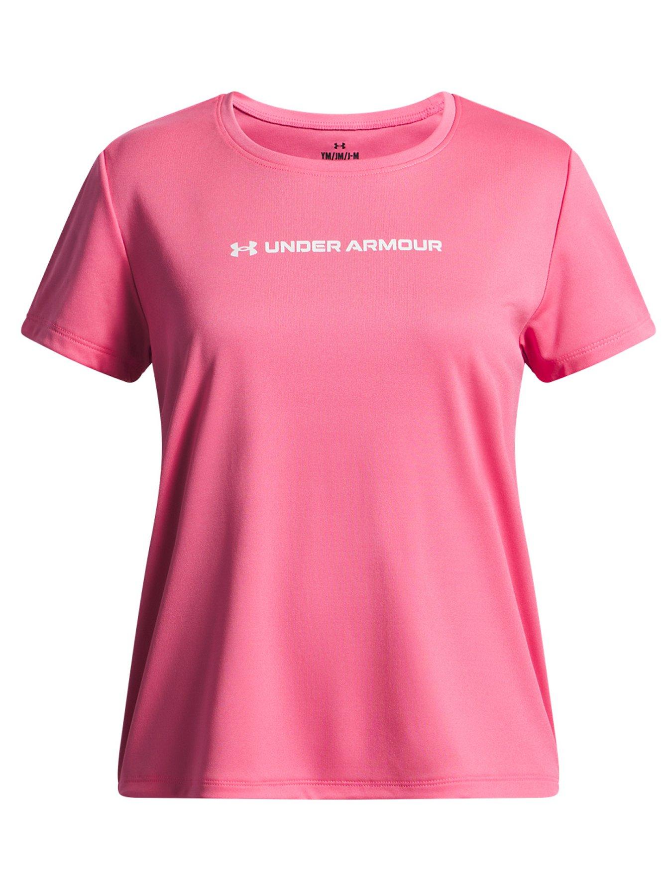 undefined Junior Girls Training Tech Wordmark Graphic T-Shirt - Pink