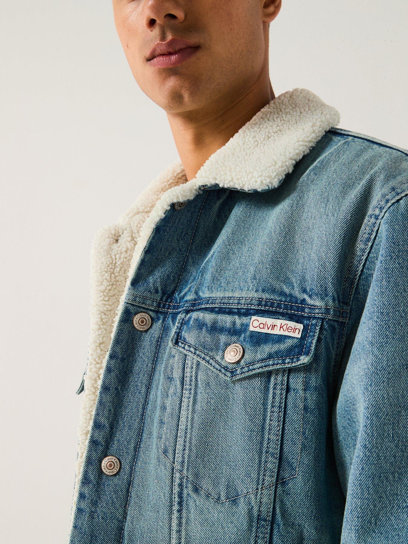  image of calvin-klein-jeans-90s-sherpa-trucker-denim-jacket-blue