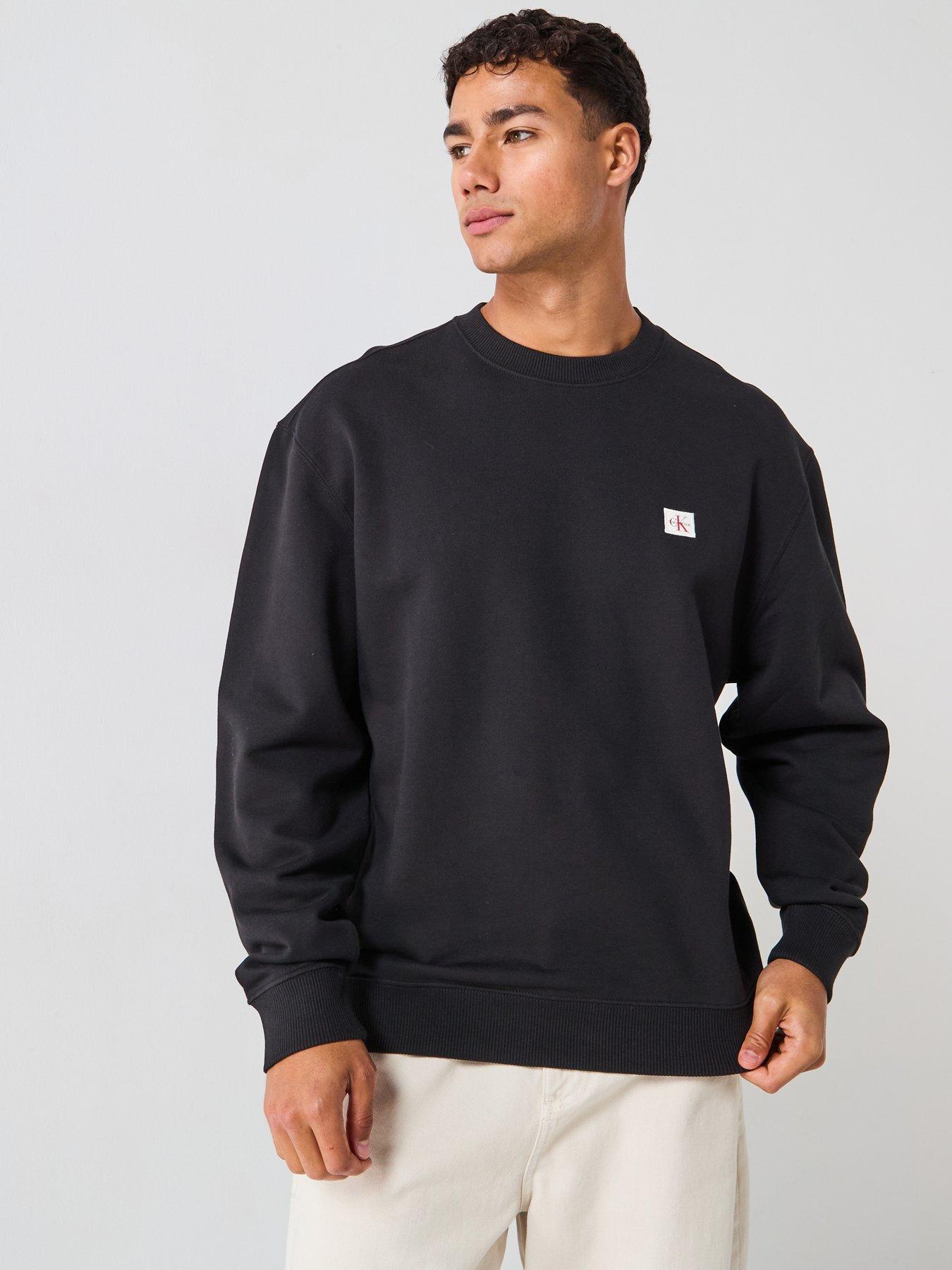 Image 1 of 6 of Calvin Klein Jeans Woven Badge Crew Neck Sweatshirt - Black