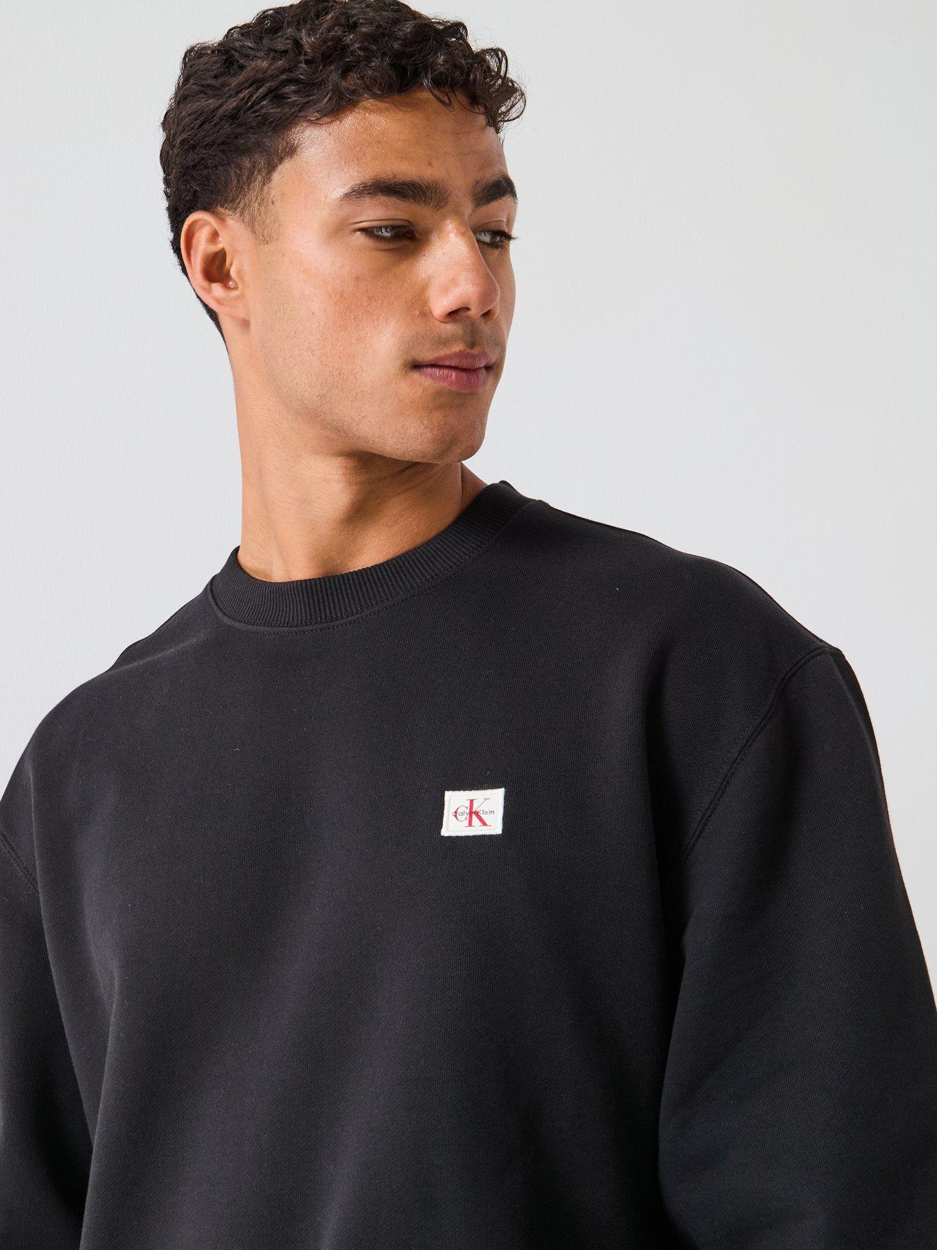 Image 4 of 6 of Calvin Klein Jeans Woven Badge Crew Neck Sweatshirt - Black