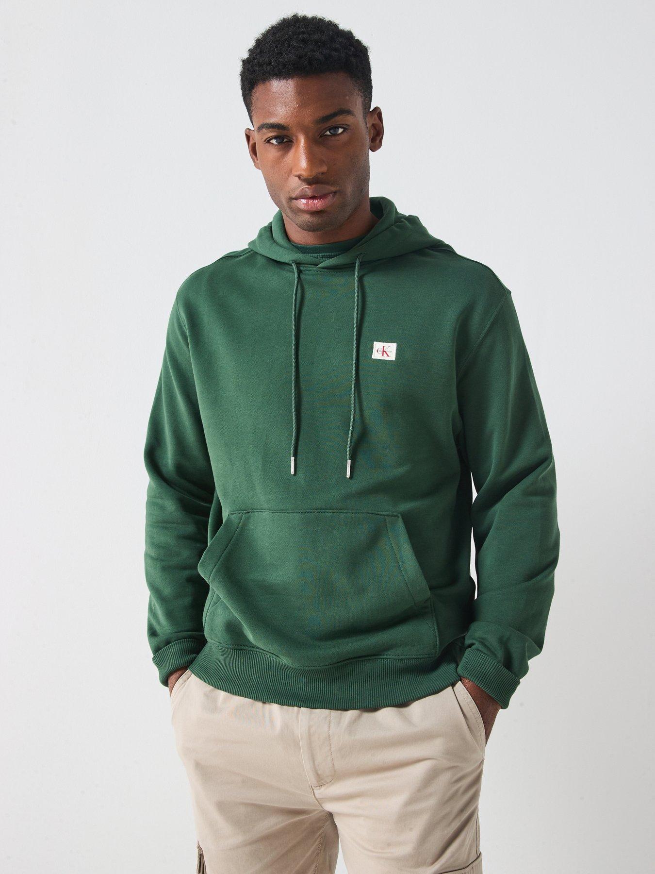 undefined Left Chest Woven Badge Overhead Hoodie - Green
