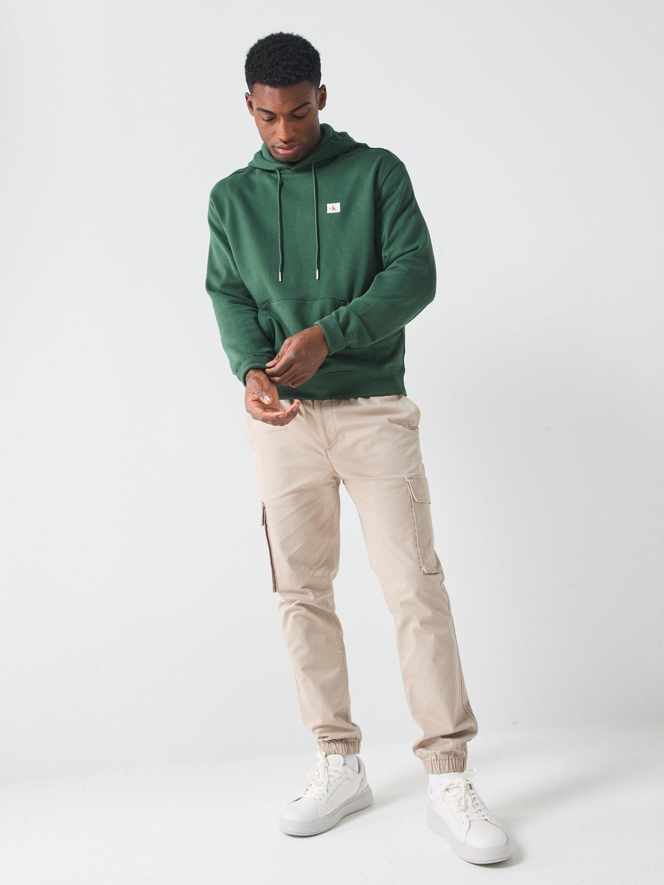 Image 3 of 6 of Calvin Klein Jeans Left Chest Woven Badge Overhead Hoodie - Green