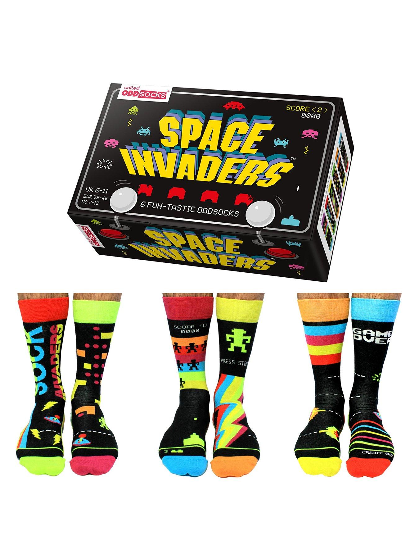 undefined Space Invaders Novelty Crew Sock Giftbox