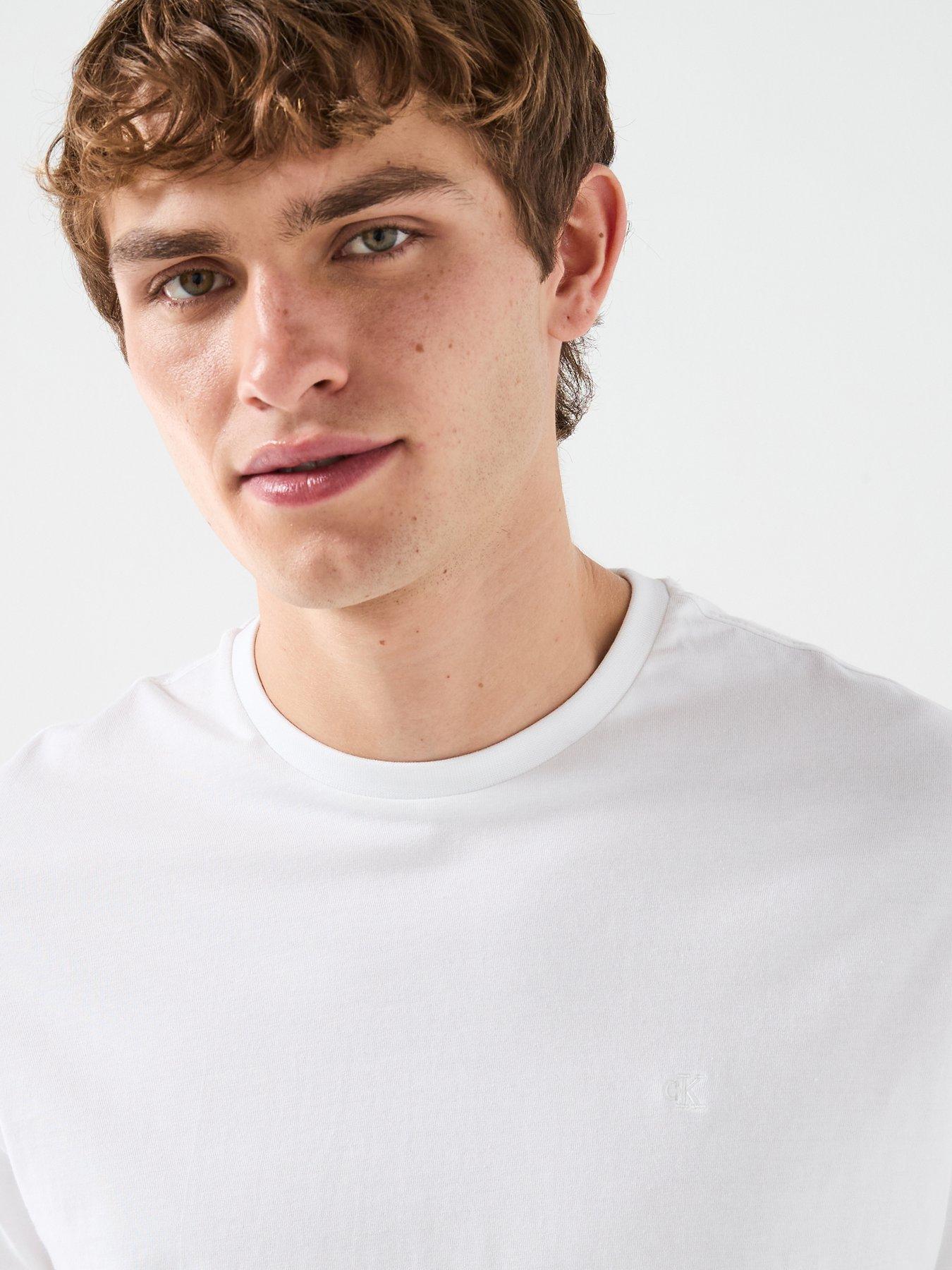  image of calvin-klein-jeans-small-ck-logo-plain-t-shirt-white