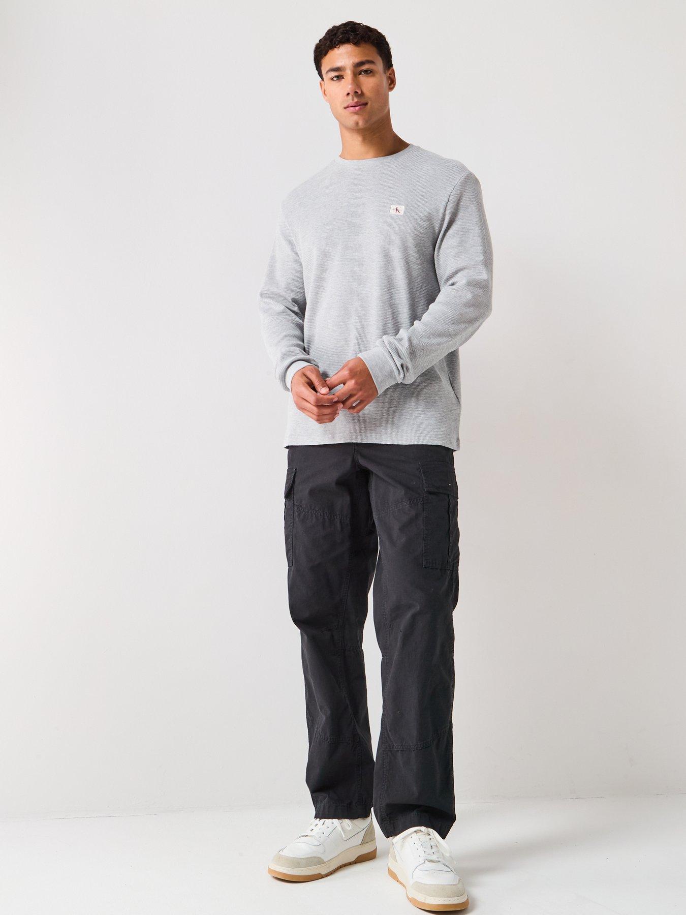 Image 3 of 5 of Calvin Klein Jeans Waffle Badge Long Sleeve T-Shirt - Grey