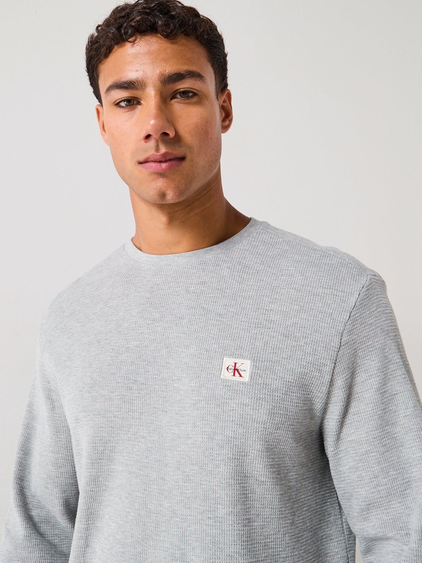 Image 4 of 5 of Calvin Klein Jeans Waffle Badge Long Sleeve T-Shirt - Grey