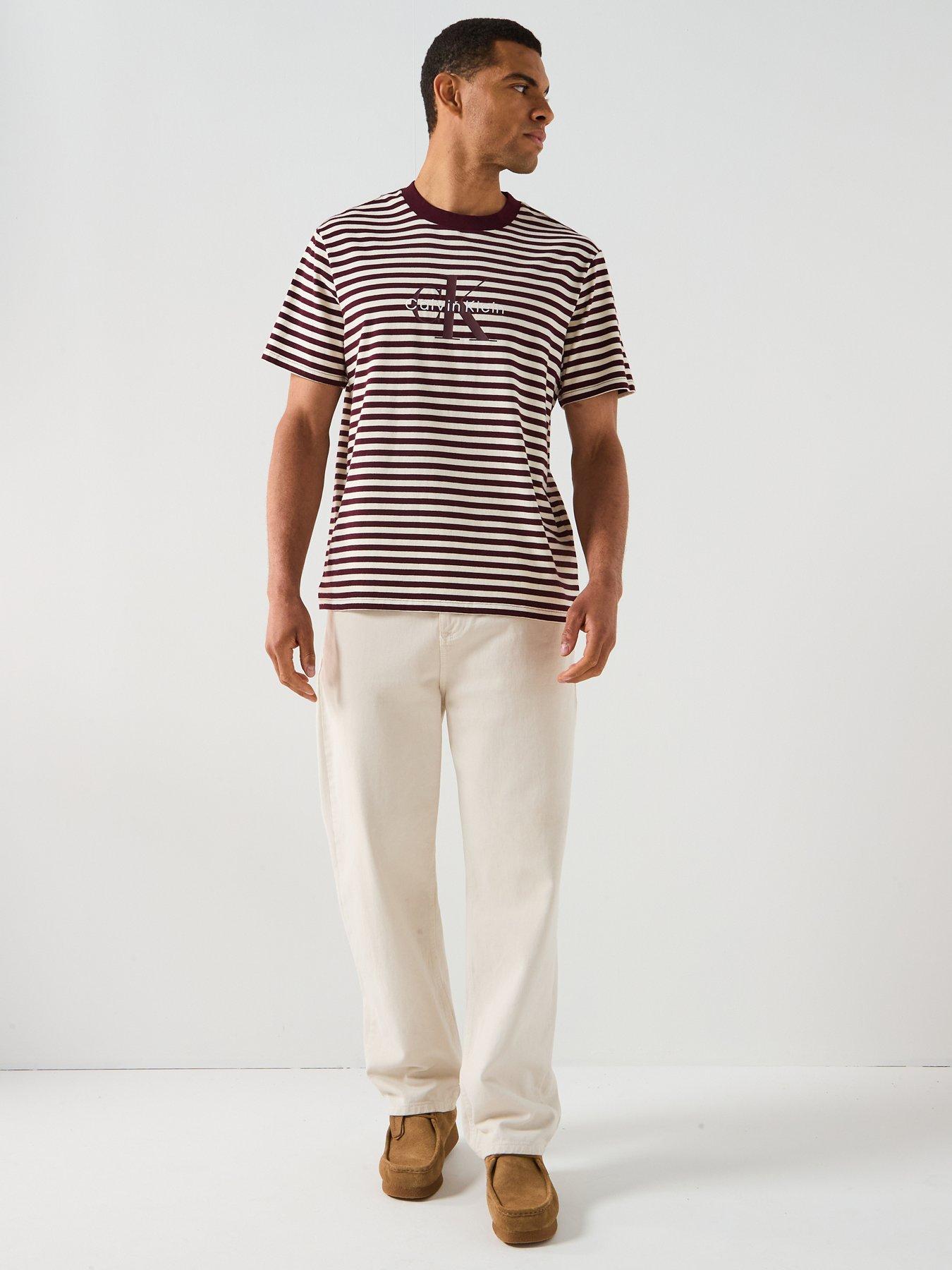 Image 3 of 5 of Calvin Klein Jeans Large Monogram Stripe T-Shirt - Brown