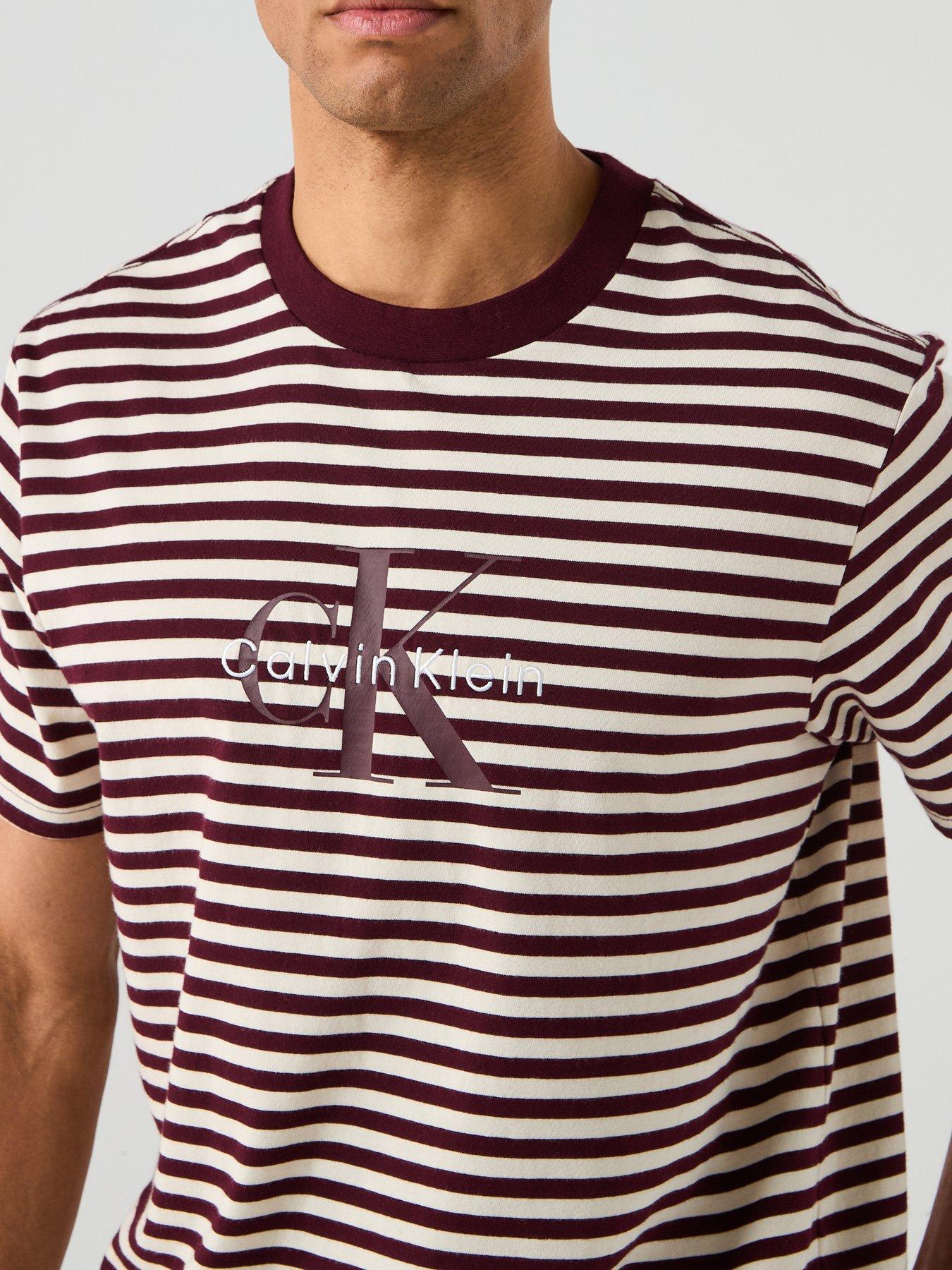 Image 4 of 5 of Calvin Klein Jeans Large Monogram Stripe T-Shirt - Brown