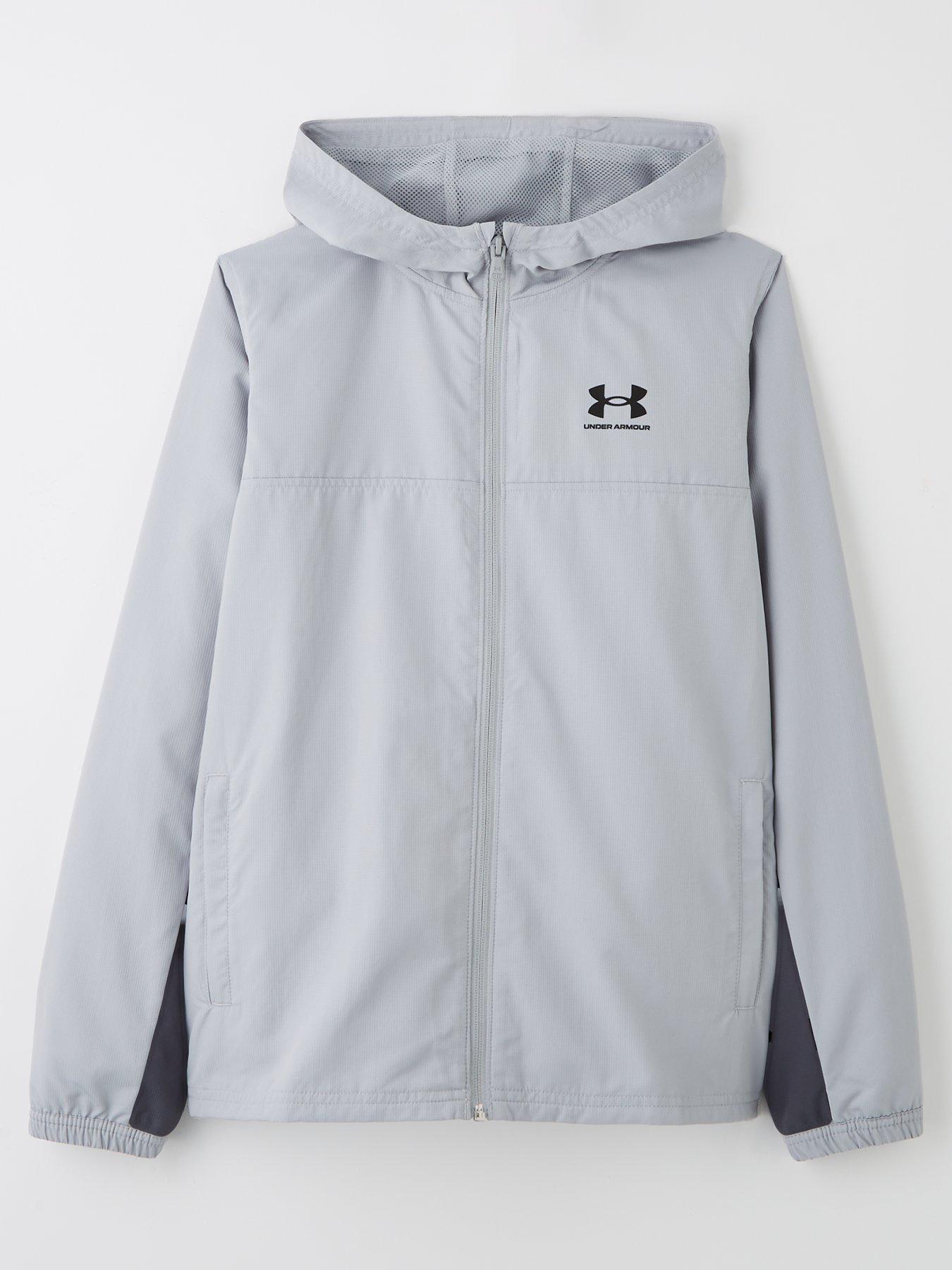  image of under-armour-junior-boys-training-rival-woven-jacket-grey