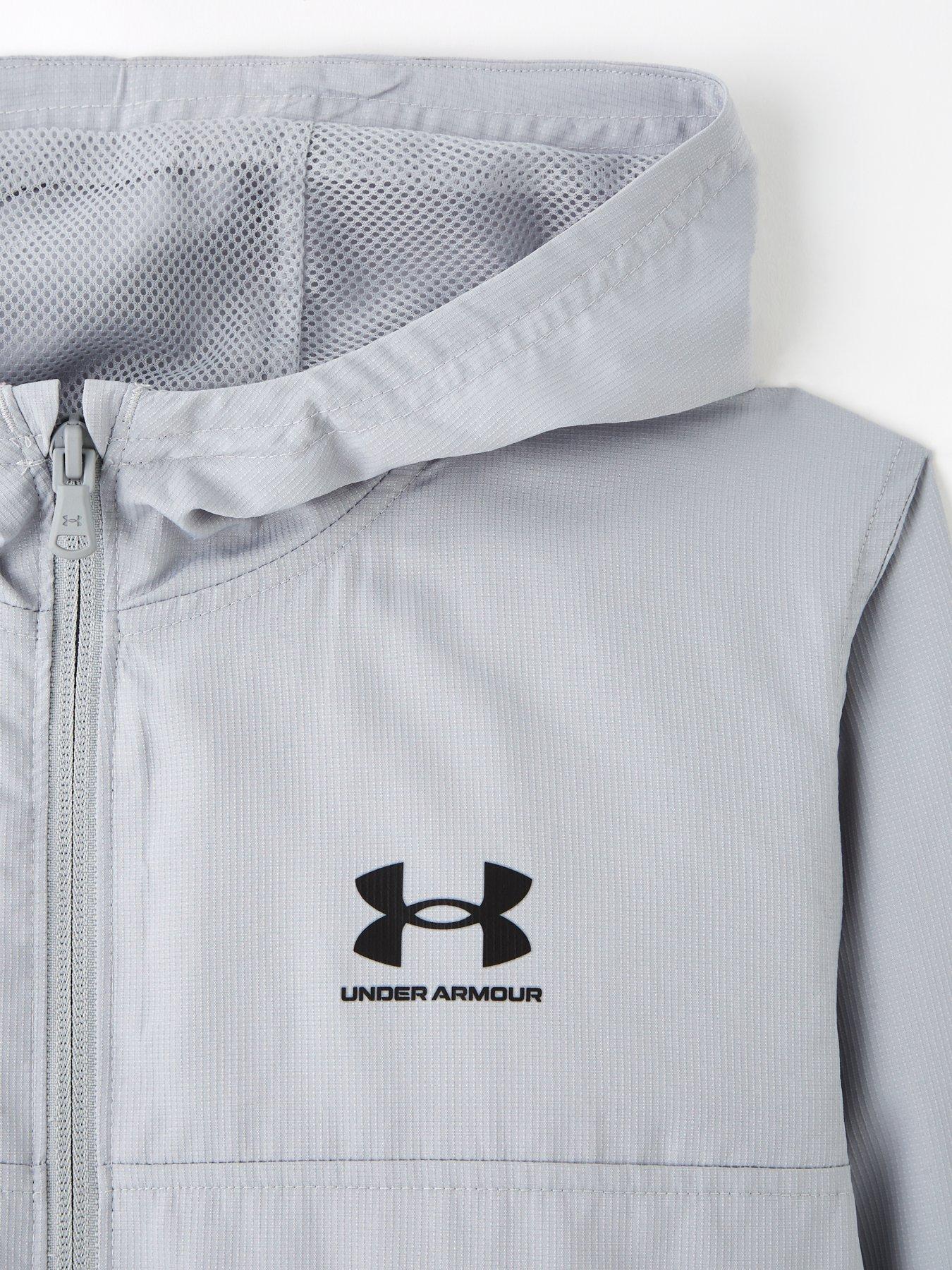  image of under-armour-junior-boys-training-rival-woven-jacket-grey