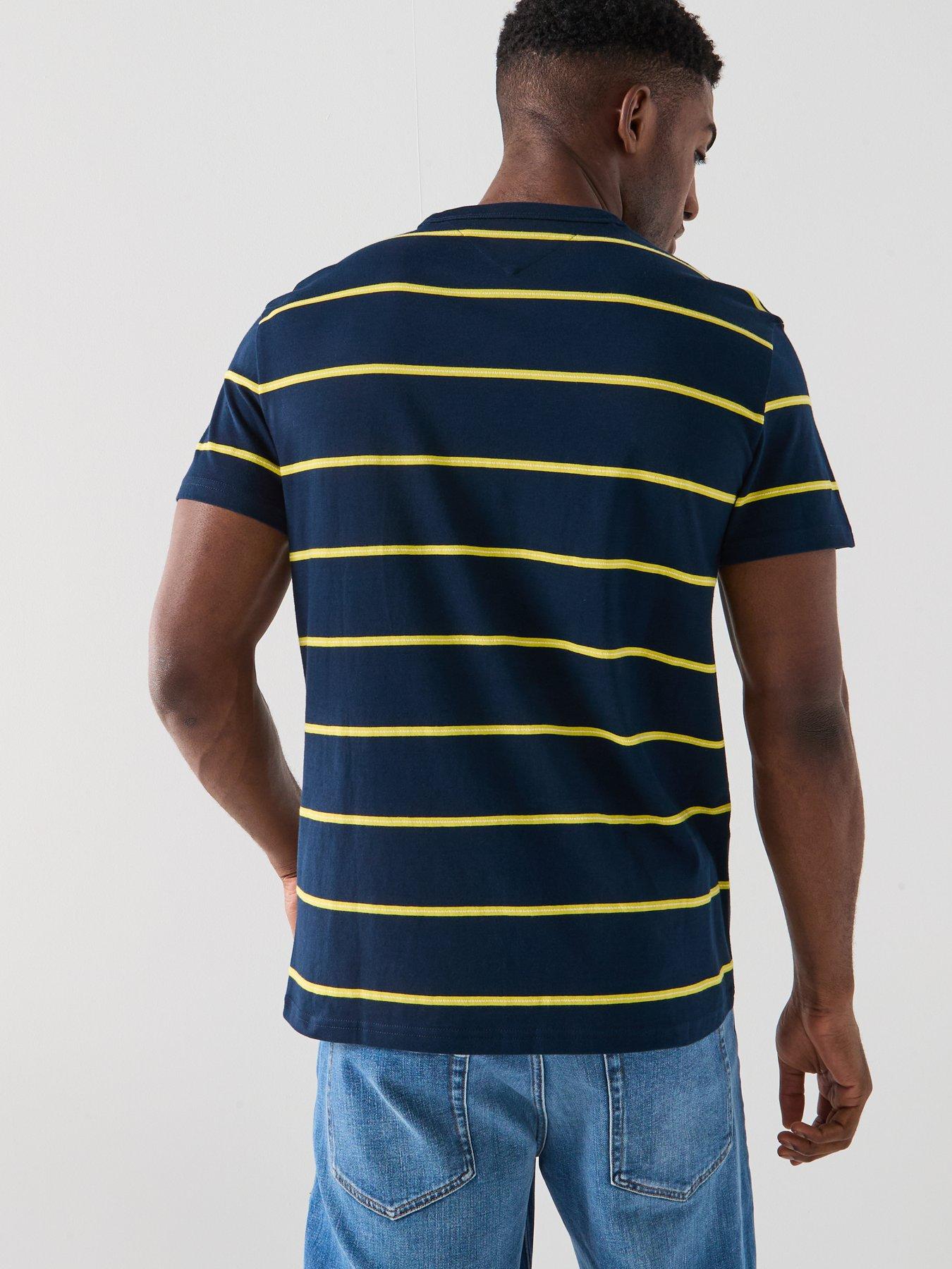 Image 2 of 5 of Tommy Jeans Textured Stripe Badge T-Shirt - Navy