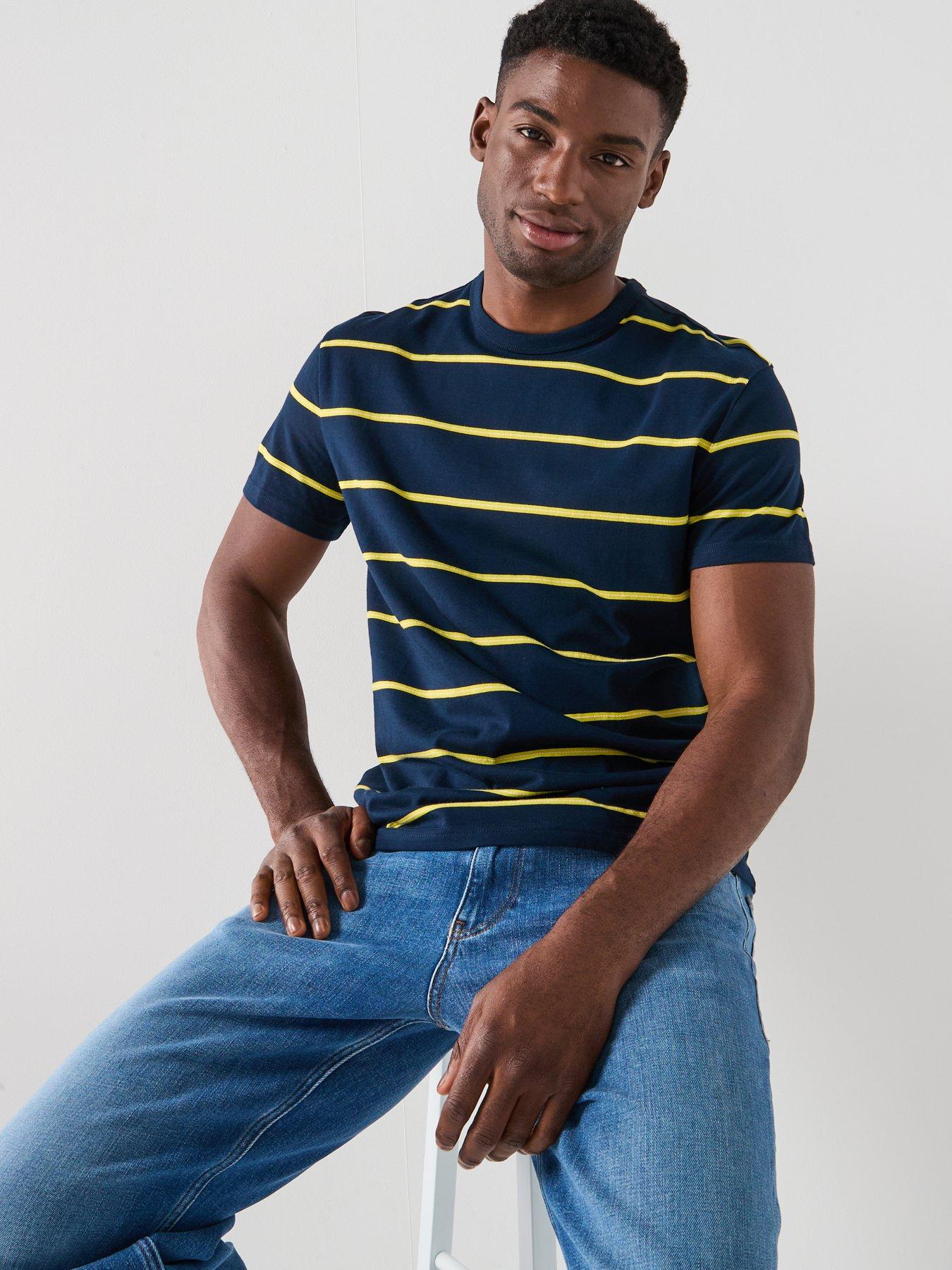 Image 4 of 5 of Tommy Jeans Textured Stripe Badge T-Shirt - Navy